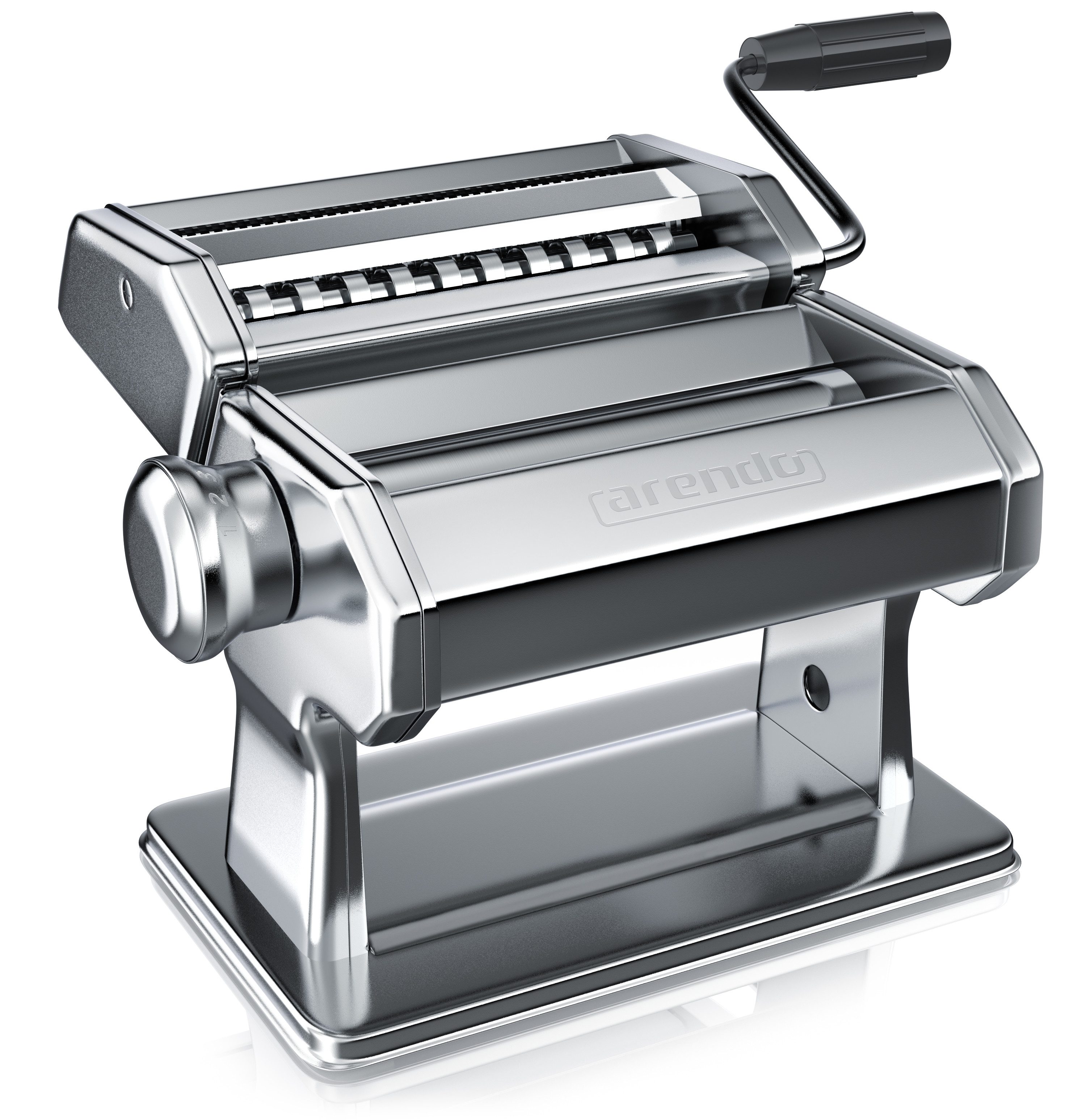 Arendo Nudelmaschine Manueller Pasta Maker, Edelstahl, Nudelpresse, 7 einstellbare Stärken, Duplexvorsatz für Spaghetti, Tagliatelle, Lasagne - 2mm und 6mm