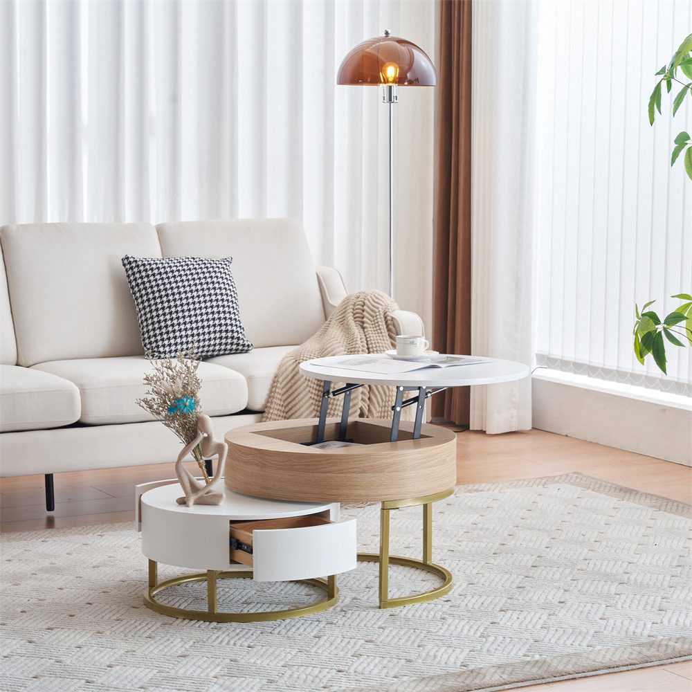XDeer Couchtisch Goldener Satztisch, hochklappbare Couchtischkombination, günstig online kaufen