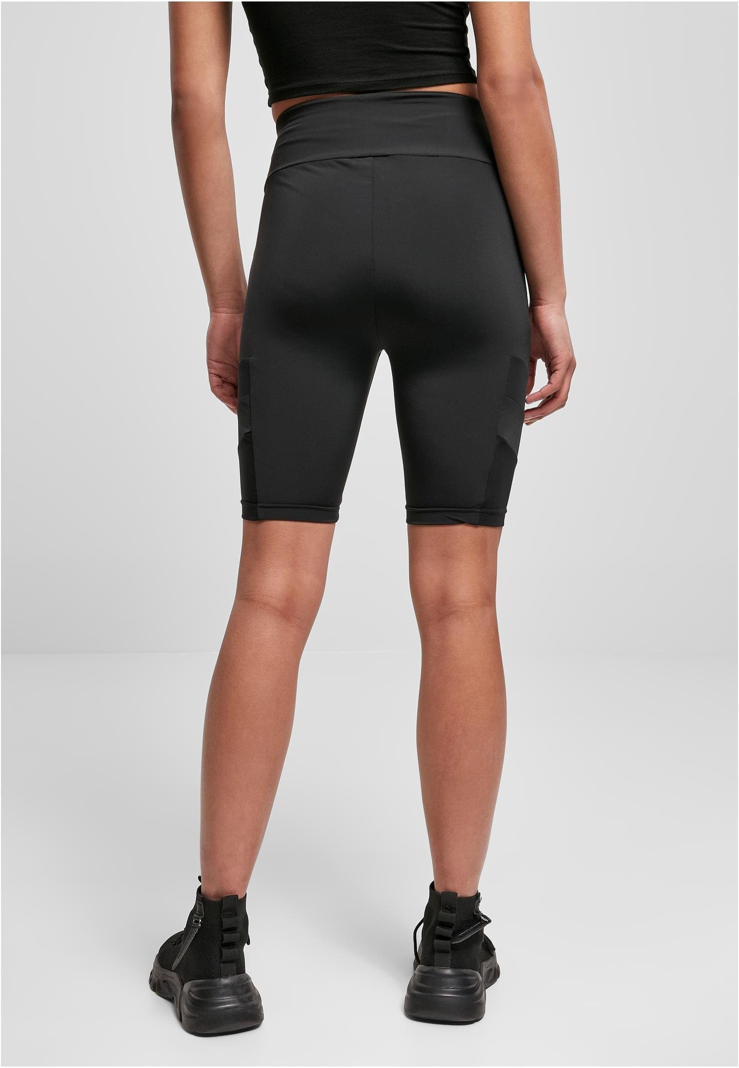 schwarz Shorts Waist High Tech URBAN (1-tlg) CLASSICS Damen Mesh Cycle Stoffhose Ladies