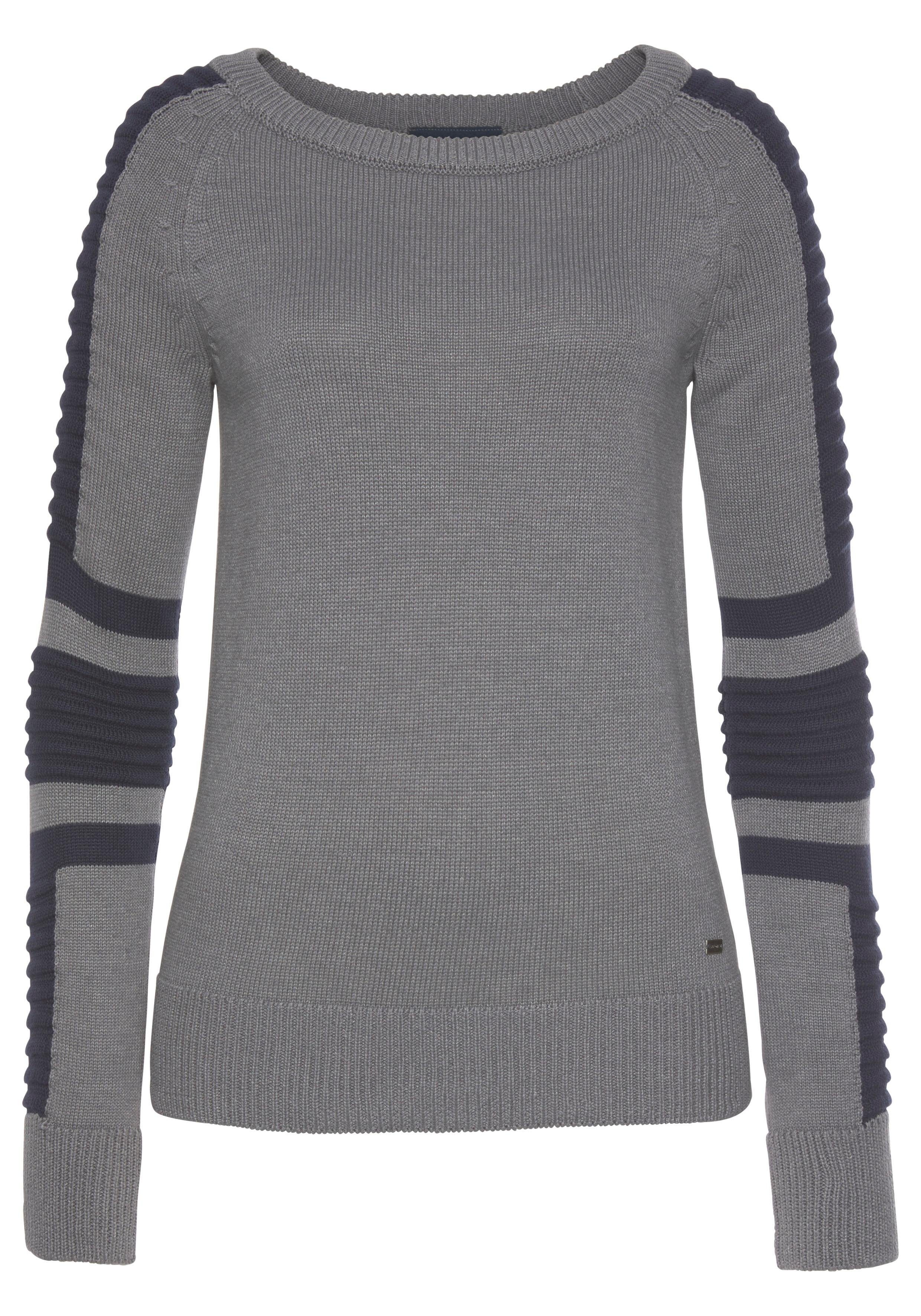 Arizona Rundhalspullover im Bikerstil mit Ärmeln in Fein - und grobem Rippenstrick. Reduzierter Preis € 27,99. Unverbindliche Preisempfehlung € 39,99, (€ 27,99 pro 1 Stk)