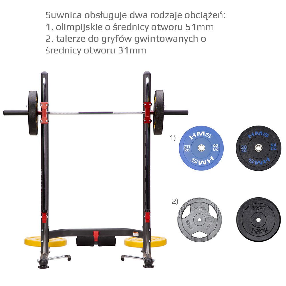 HMS Multipresse Kraftstation Smithmaschine Krafttrainer, (Spar-Set, 1-tlg., 112 x 117 cm stabil), Smith-Maschine, Liegestützgriffe, Beinmodul, bis 136 kg