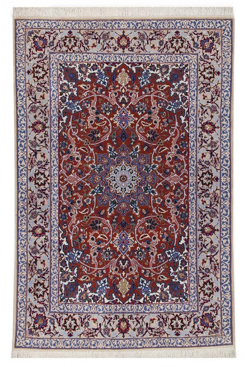 Orientteppich Isfahan Seidenkette 109x163 Handgeknüpfter Orientteppich, Nain Trading, rechteckig, Höhe: 6 mm