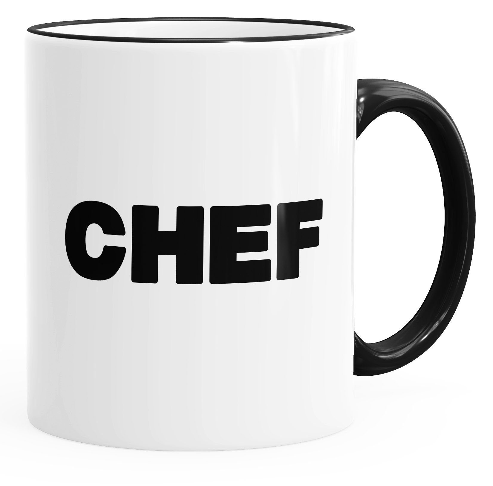 MoonWorks Tasse Kaffee-Tasse Chef-Tasse mit farbiger Kante und Henkel, Keramik