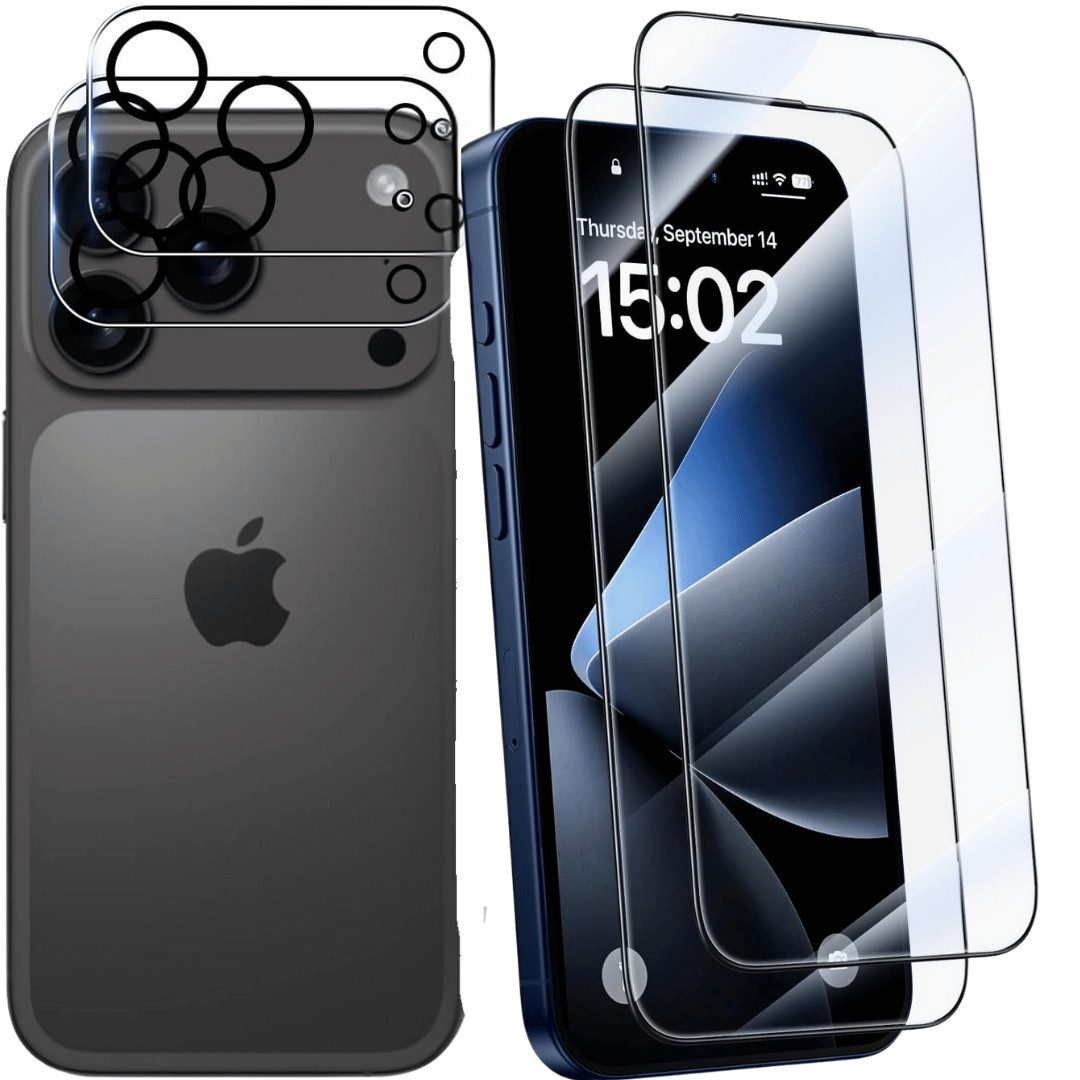 SmartUP Displayschutzglas 2X Schutzglas für iPhone 17 Pro Display Kamera Panzerfolie Full Screen für iPhone 17 Pro, 4 Stück, Rundumschutz, passgenaue Verarbeitung