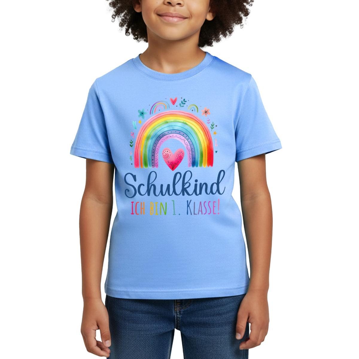 Spreadshirt T-Shirt Schulkind 2026 Einschulung Regenbogen Kinder T-Shirt (1-tlg) Fällt klein aus. Wir empfehlen, eine Größe größer zu bestellen.
