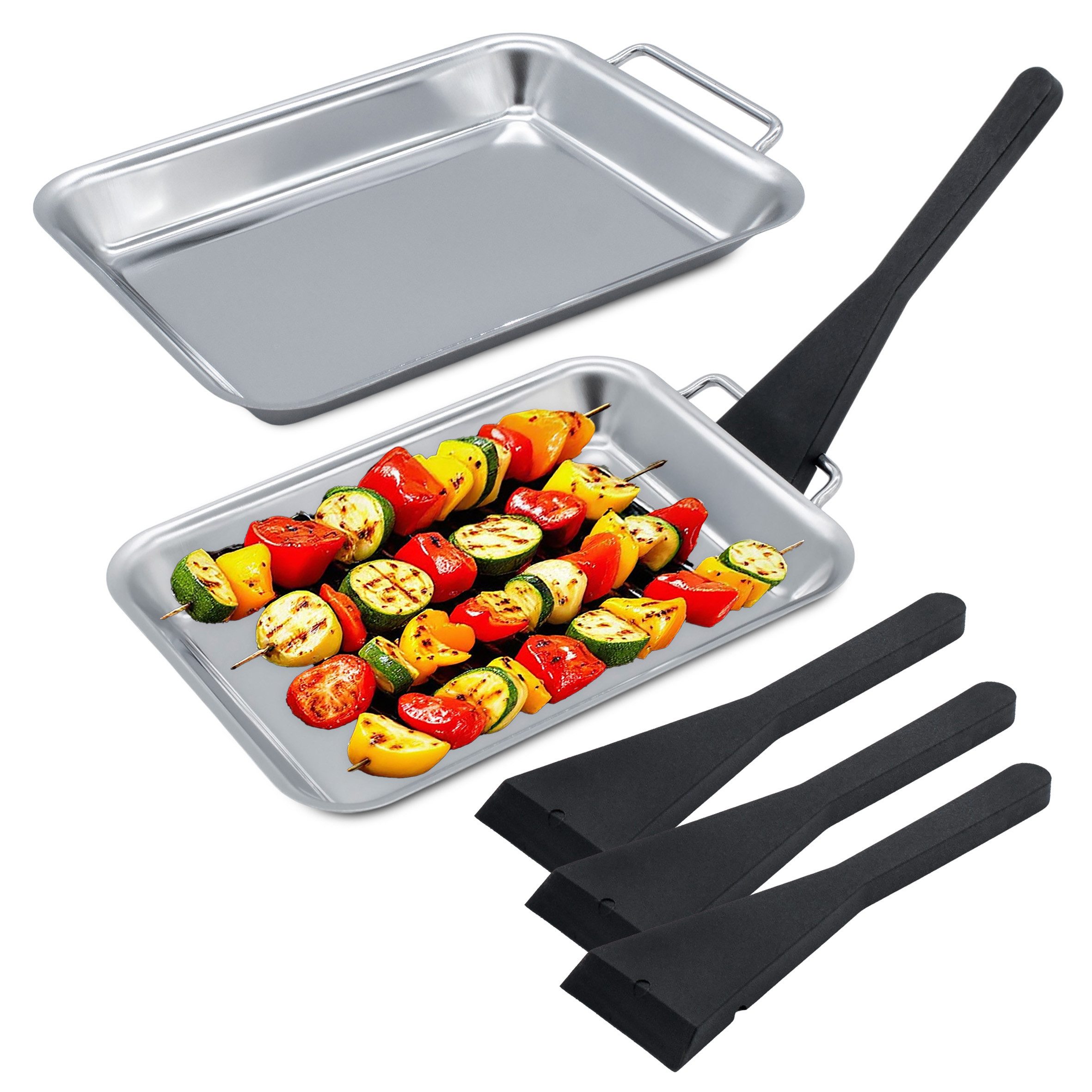 Spetebo Grillpfanne Edelstahl Grillpfännchen Set - 6 teilig, Edelstahl (Anzahl, 1-tlg., Stück), lebensmittelecht