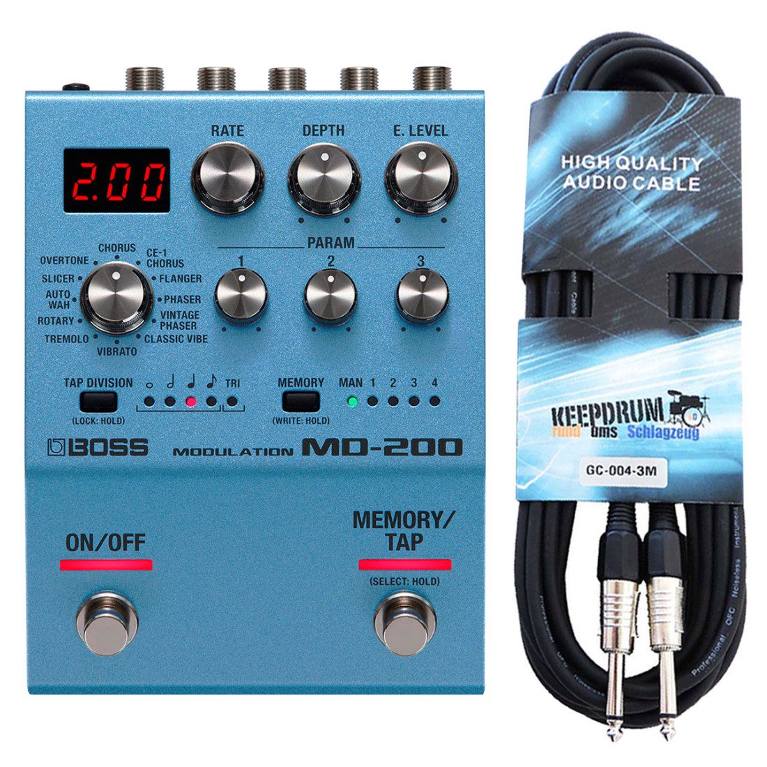 E-Gitarre Boss MD-200 Modulation Multi-Effektgerät mit Kabel