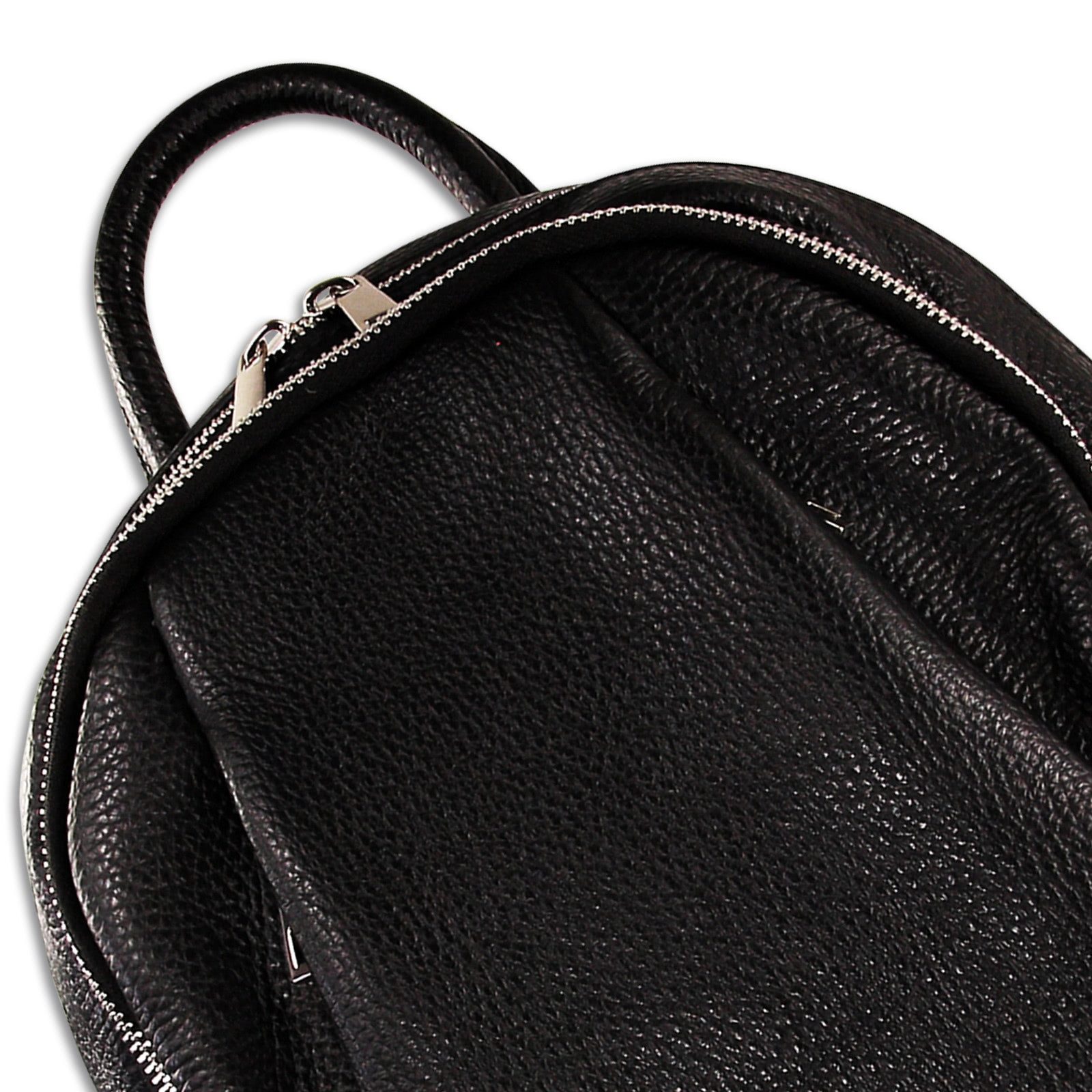 FLORENCE Cityrucksack Florence Rucksack Damen Echtleder, Damen Cityrucksack Leder, schwarz ca. 32cm hoch