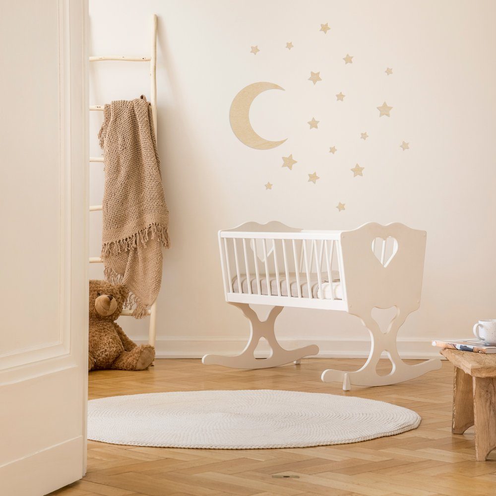 WANDStyle Wanddekoobjekt "Mond und Sterne" aus Holz, Pappel