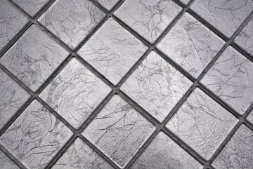 Mosani Mosaikfliesen Glasmosaik silber Mosaikfliese Fliesenspiegel Struktur BAD WC