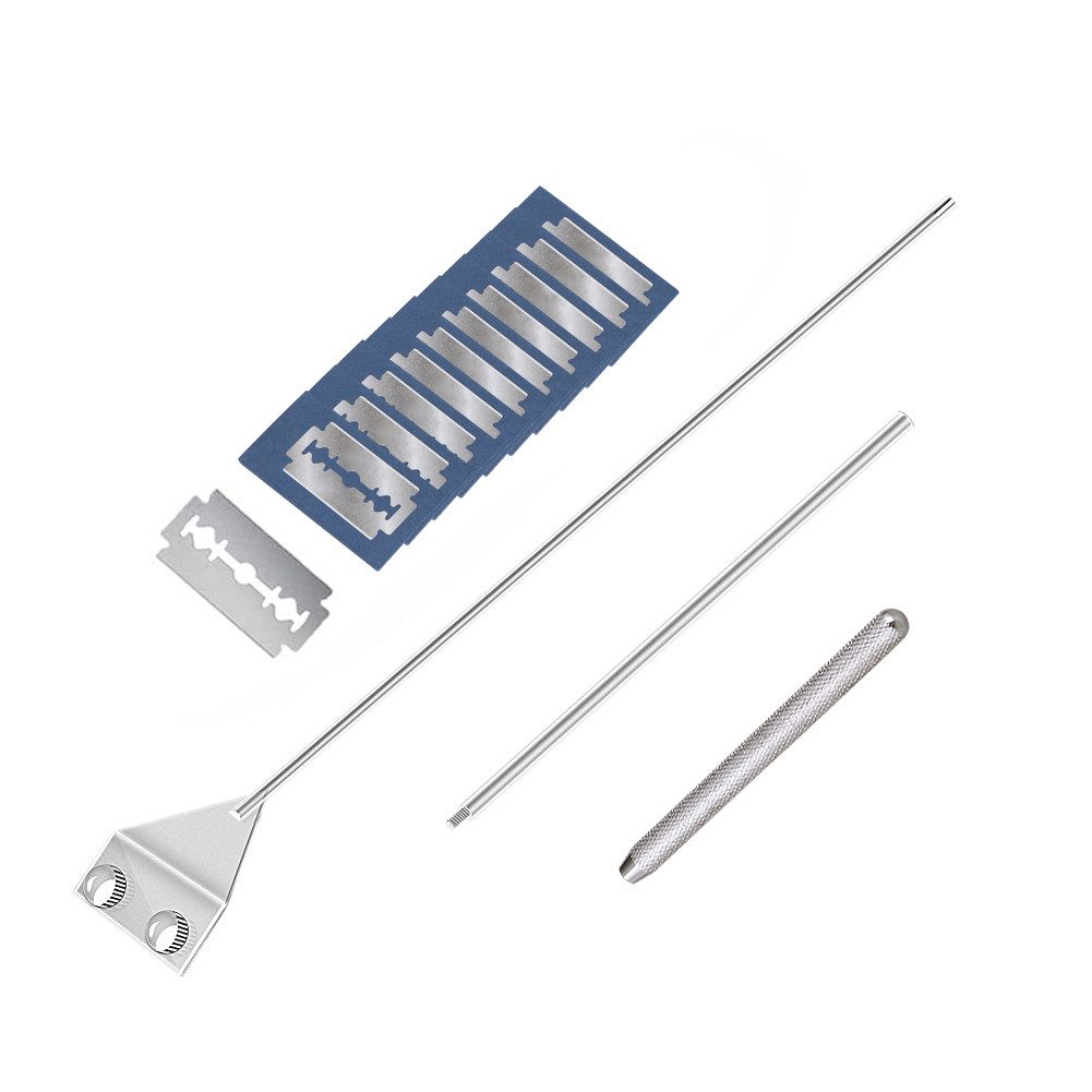 OSTWOLKE Aquariumpflege Algenschaber Aquariumschaber Scheibenreiniger Set Aquarium Zubehör, Abnehmbarer, 65cm, mit 10 Klingen, Edelstahl