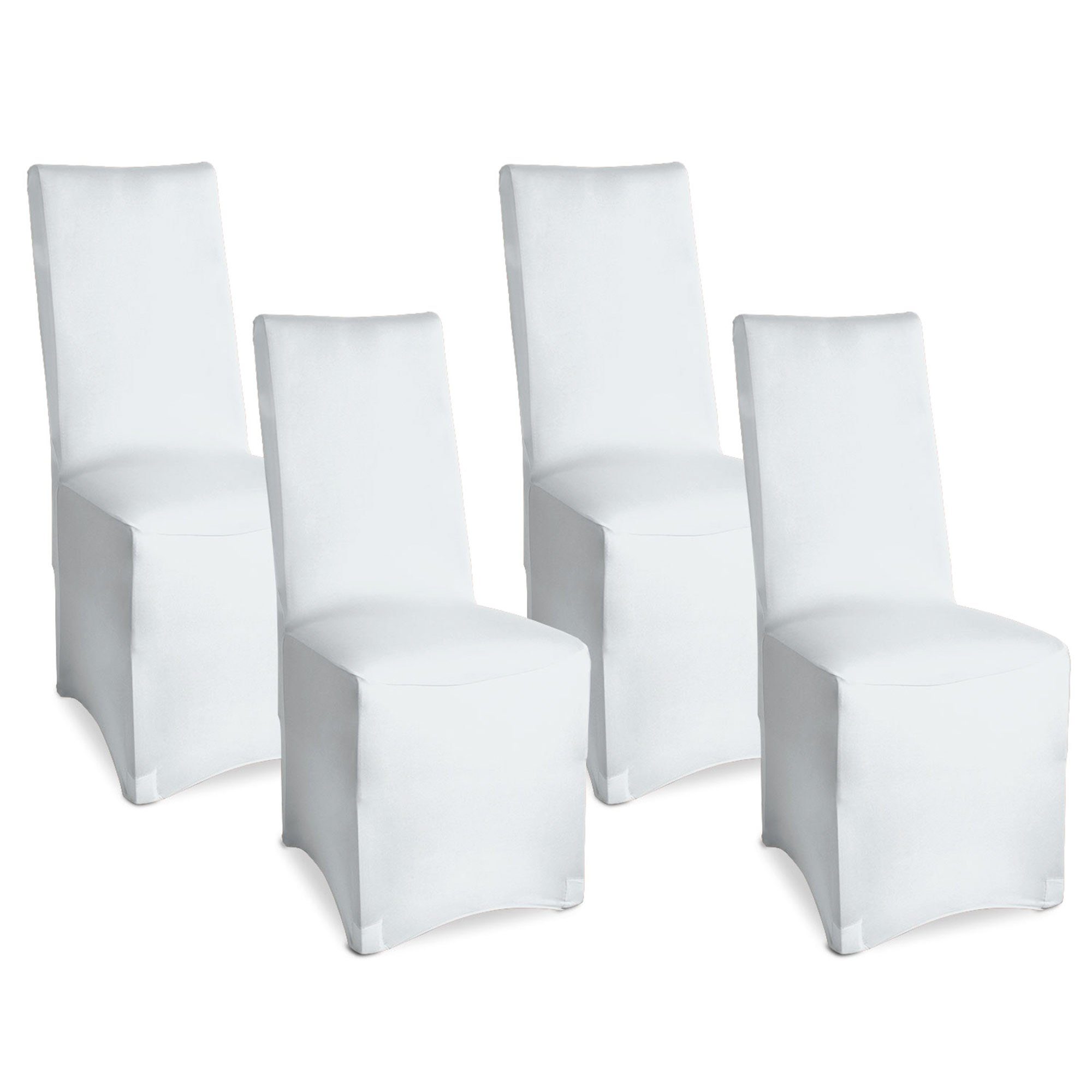Beautissu Stuhlhusse Bankett Stuhlhussen 4er Set Leona, 45x90cm, Weiß, legante Stretch Hussen für Stühle -Elastische Stuhl Überzüge