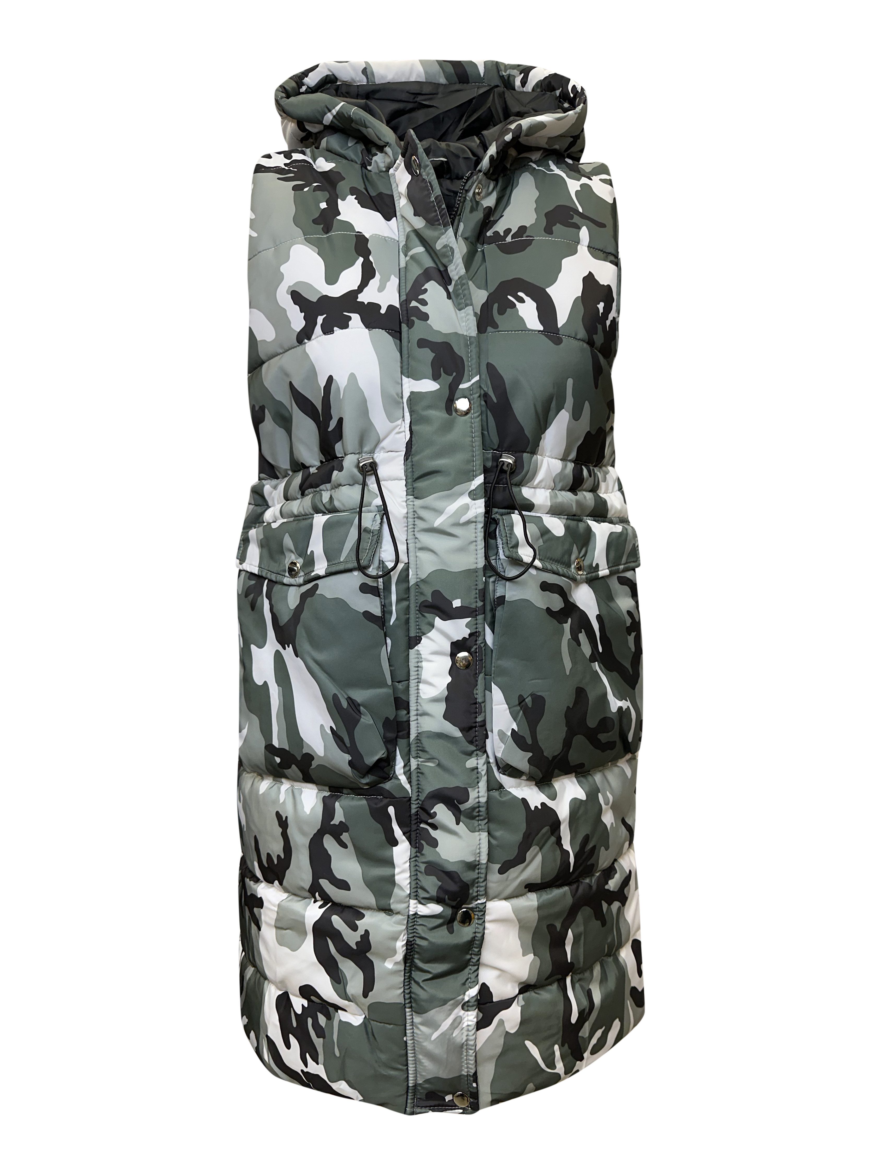 Worldclassca Steppweste Worldclassca STEPPWESTE LANG CAMOUFLAGE KAPUZE ÄRME günstig online kaufen