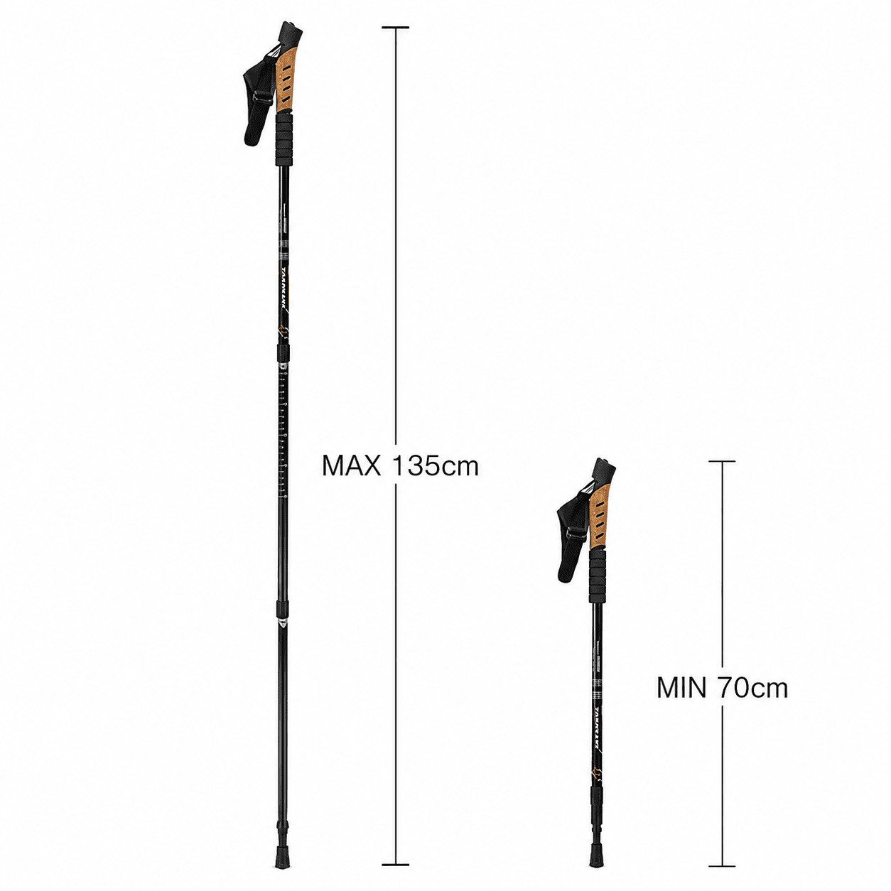 MidGard Nordic-Walking-Stöcke Teleskop Antischock Wanderstöcke aus Aluminiumlegierung mit Korkgriff (2 St), Leicht, mit ergonomischen Korkgriffe inkl. Transporttasche
