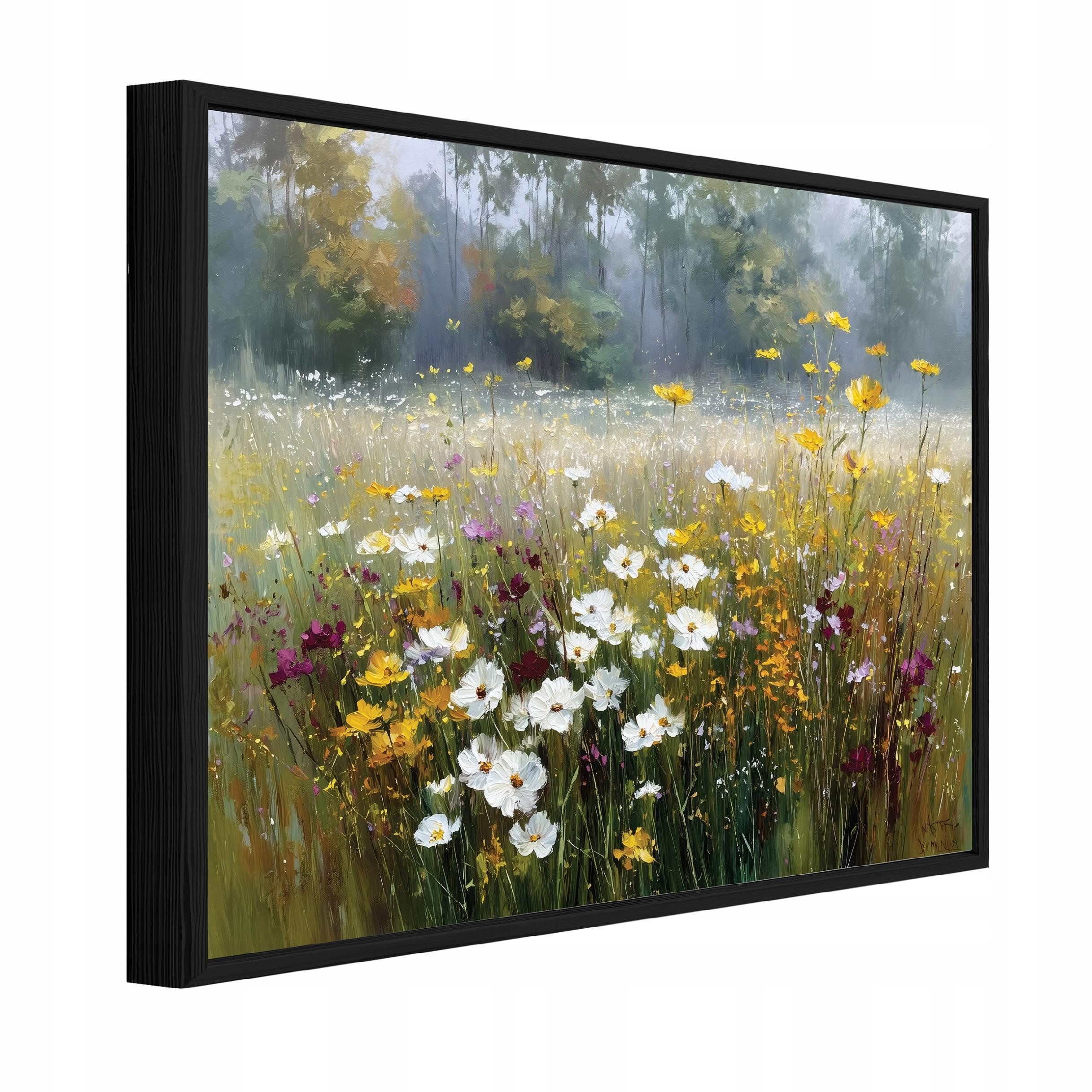 Wallarena Leinwandbild Blumen Feldblumen - Grün - Elegant - Schlafzimmer, Blumen, 40x30x2cm