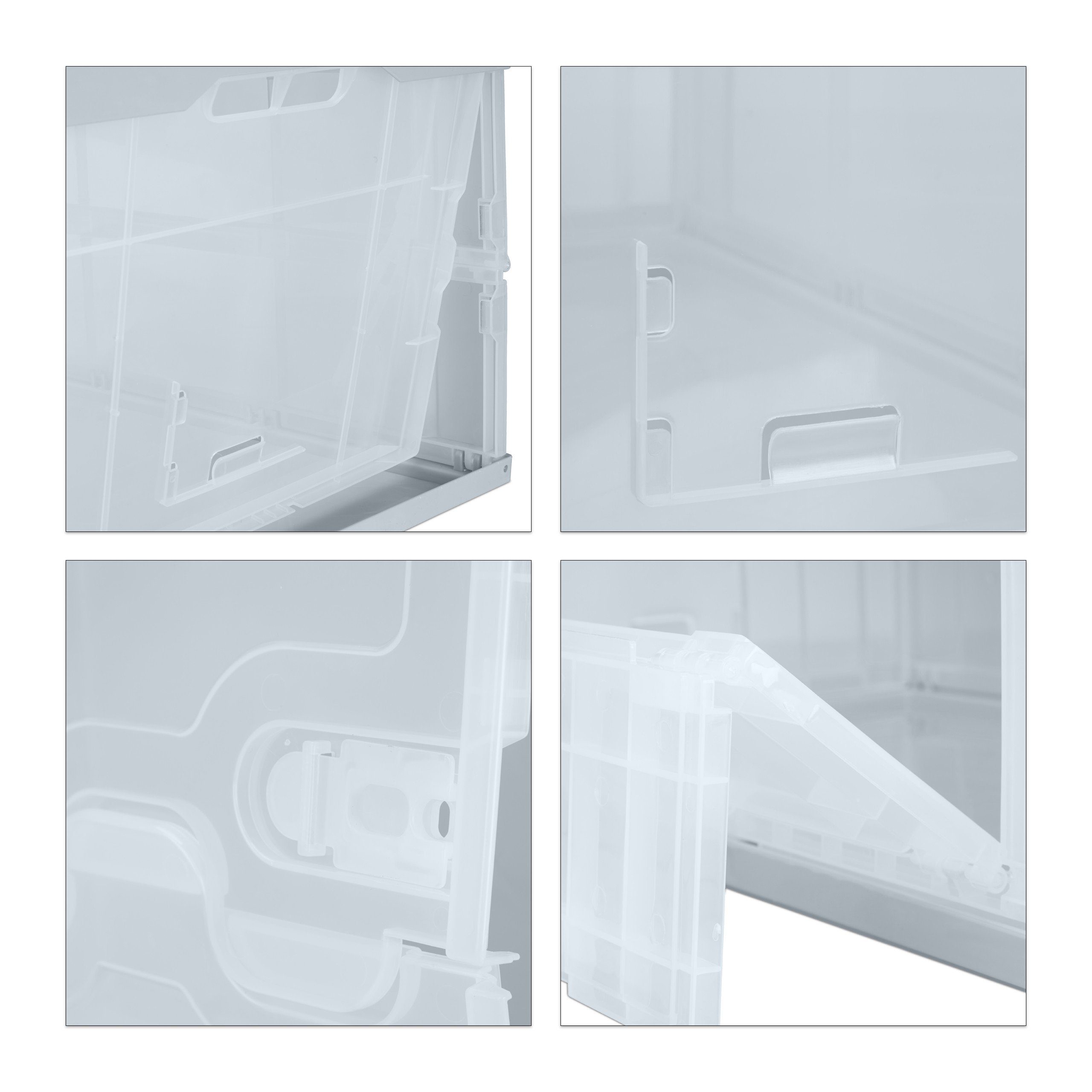 relaxdays Aufbewahrungsbox Transparente Transportbox mit Deckel, grau