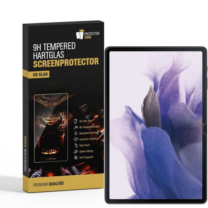 Protectorking Schutzfolie 2x 9H Panzerglas für Samsung Galaxy Tab S7 FE (2-Stück 1-Set) Hochwertiger und passgenauer Displayschutz aus Robusten 9H Tempred Panzerglas. HD Ultra klar