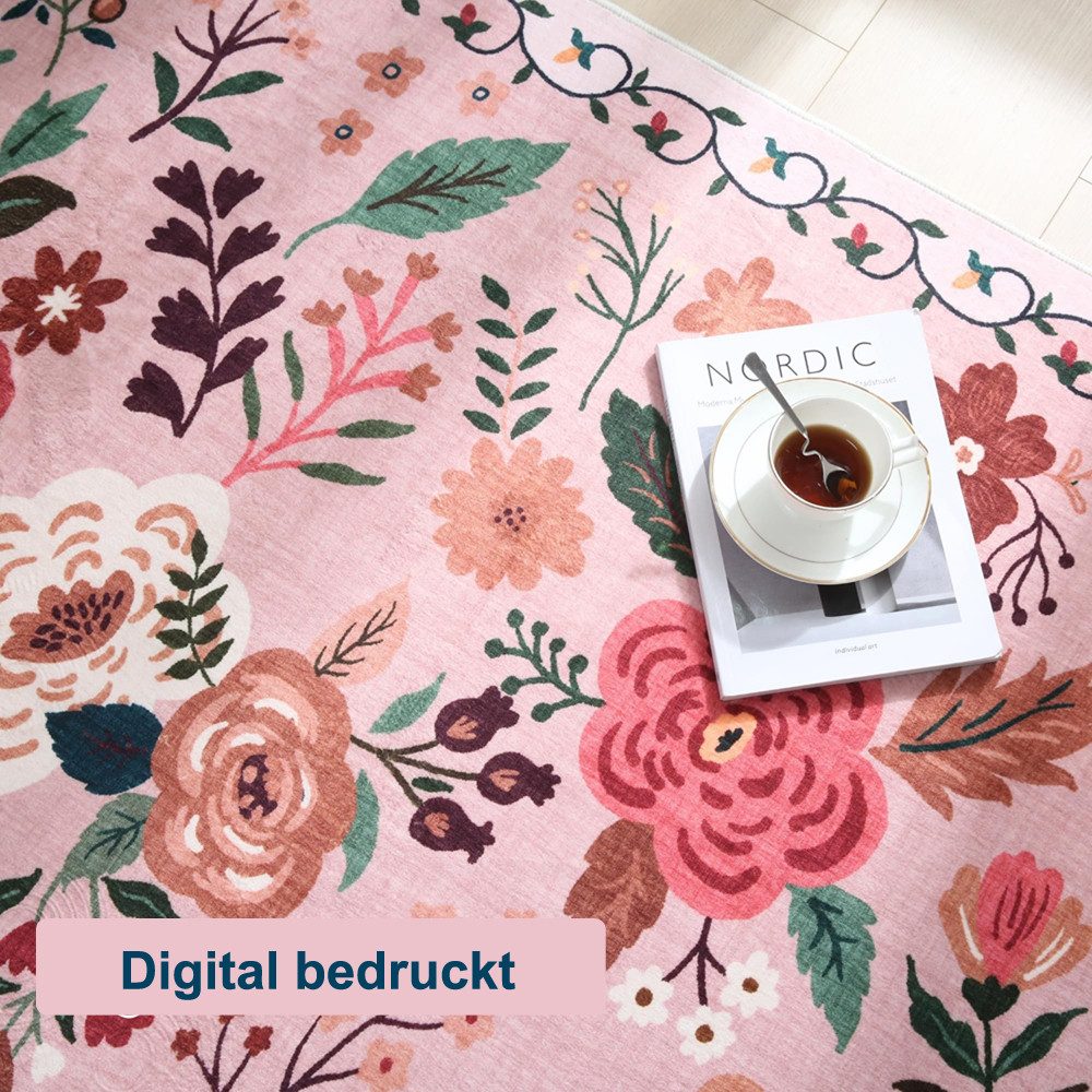 Agger Fußmatte Boho Fußmatte für Innenbereich – Rutschfester Teppich mit Blumenmuster, Ideal für Eingangsbereich, Küche, Haustür, Kinderzimmer
