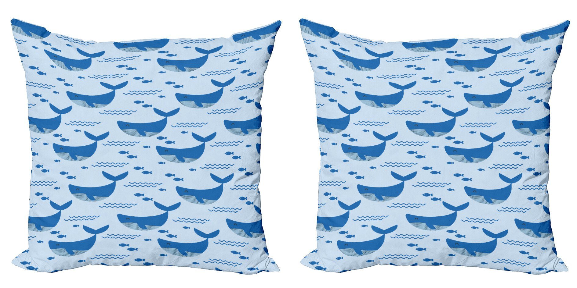 Kissenbezüge Modern Accent Doppelseitiger Digitaldruck, Abakuhaus (2 Stück), Wale Flock of Fish Tiere Ozean