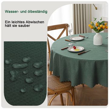 NUODWELL Tischdecke Fleckenbeständige runde Tischdecke, wasserdichte Tischdecke