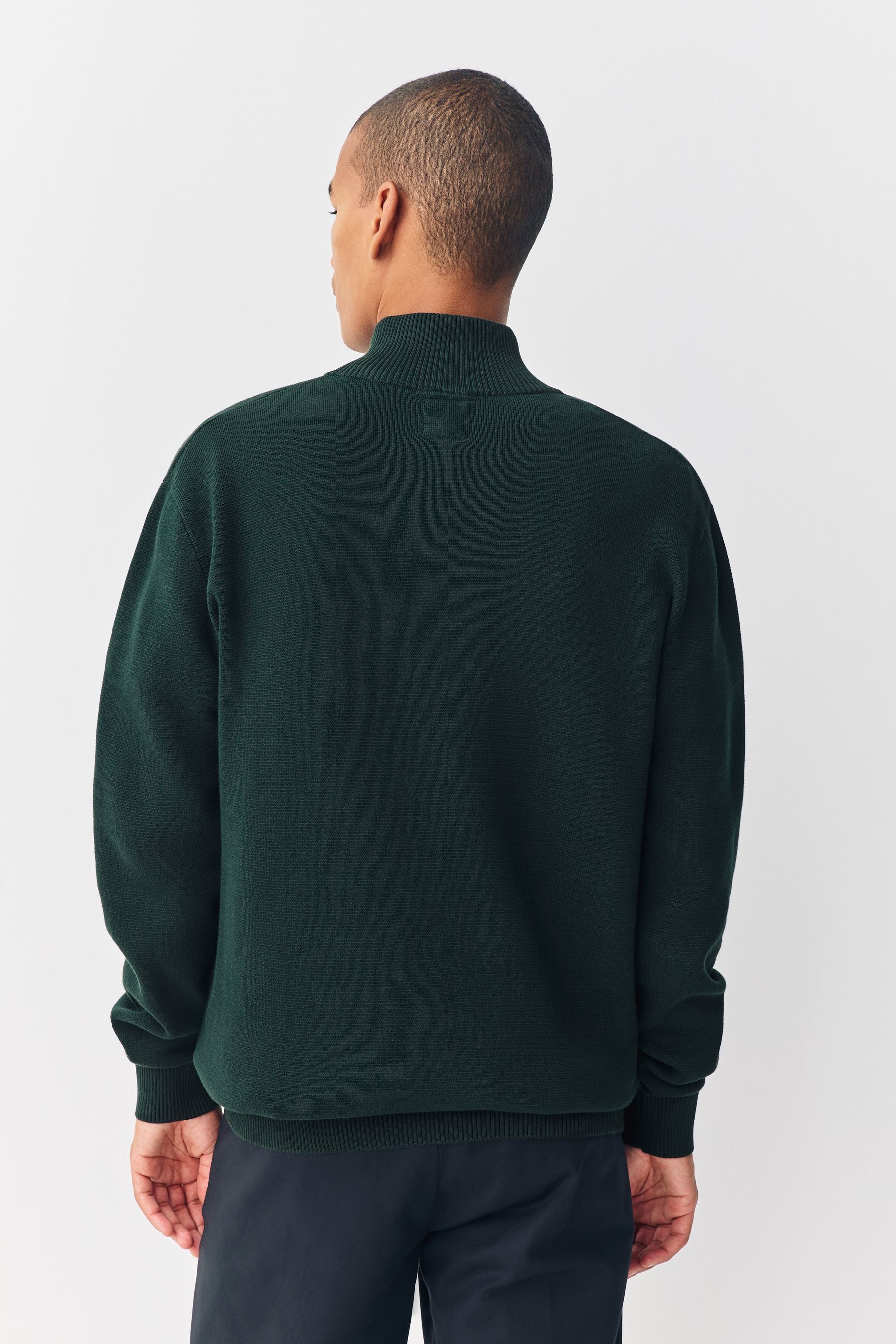Next Strickpullover Regular Fit Premium Troyer mit Hirschlogo (1-tlg)