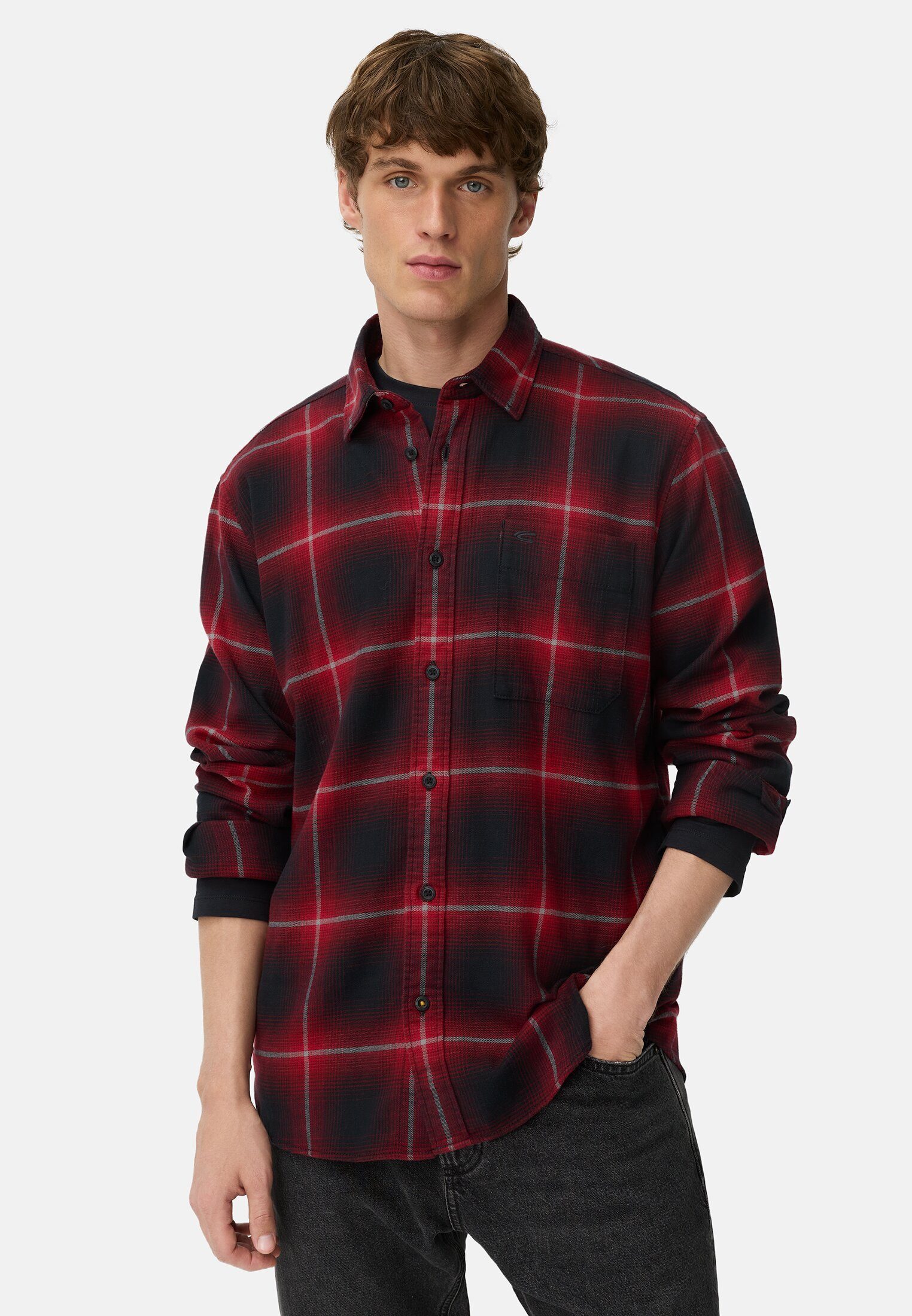 camel active Flanellhemd aus leichtem Flanell Langarm Kentkragen Kentkragen günstig online kaufen