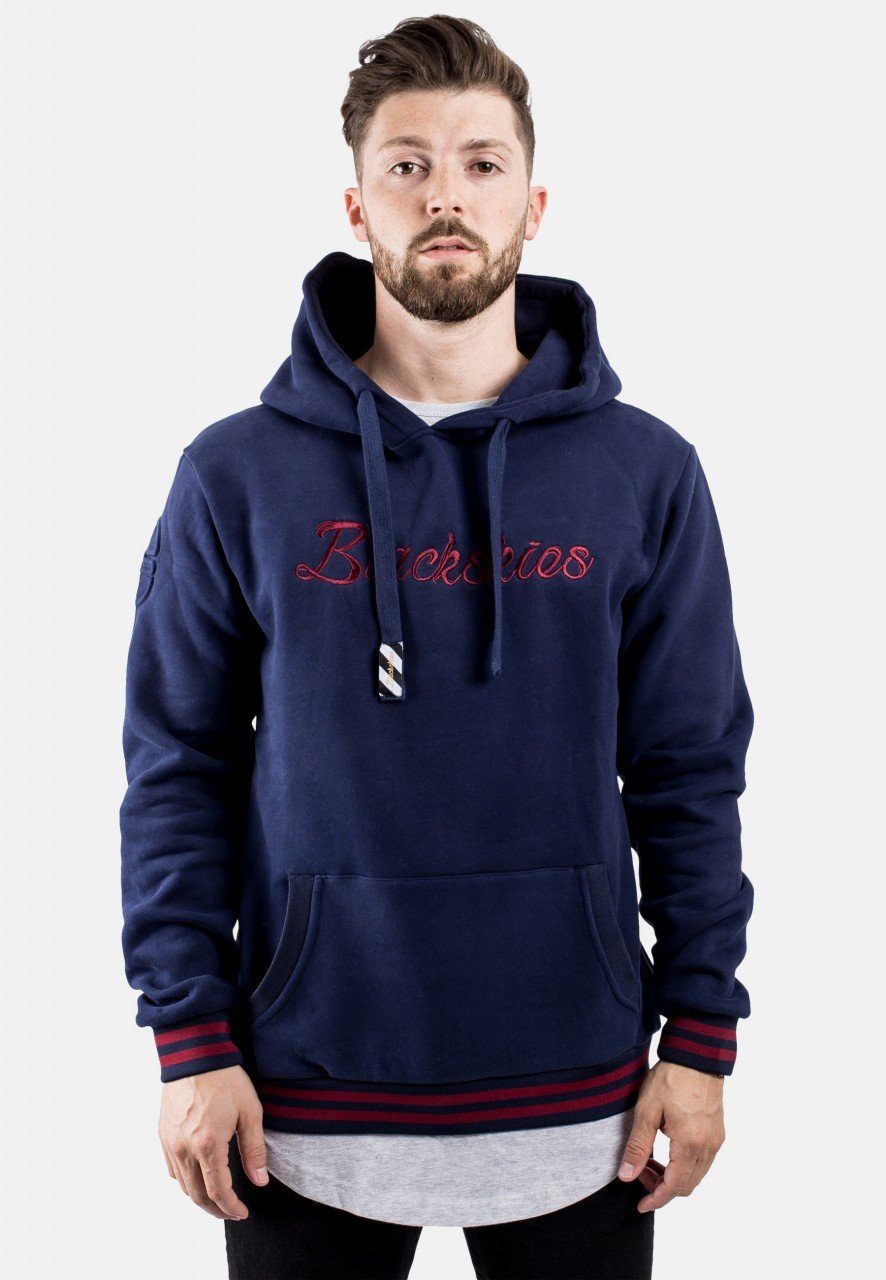 Script Navyblau-Burgundy Hoodie Blackskies Kapuzenpullover BS Medium