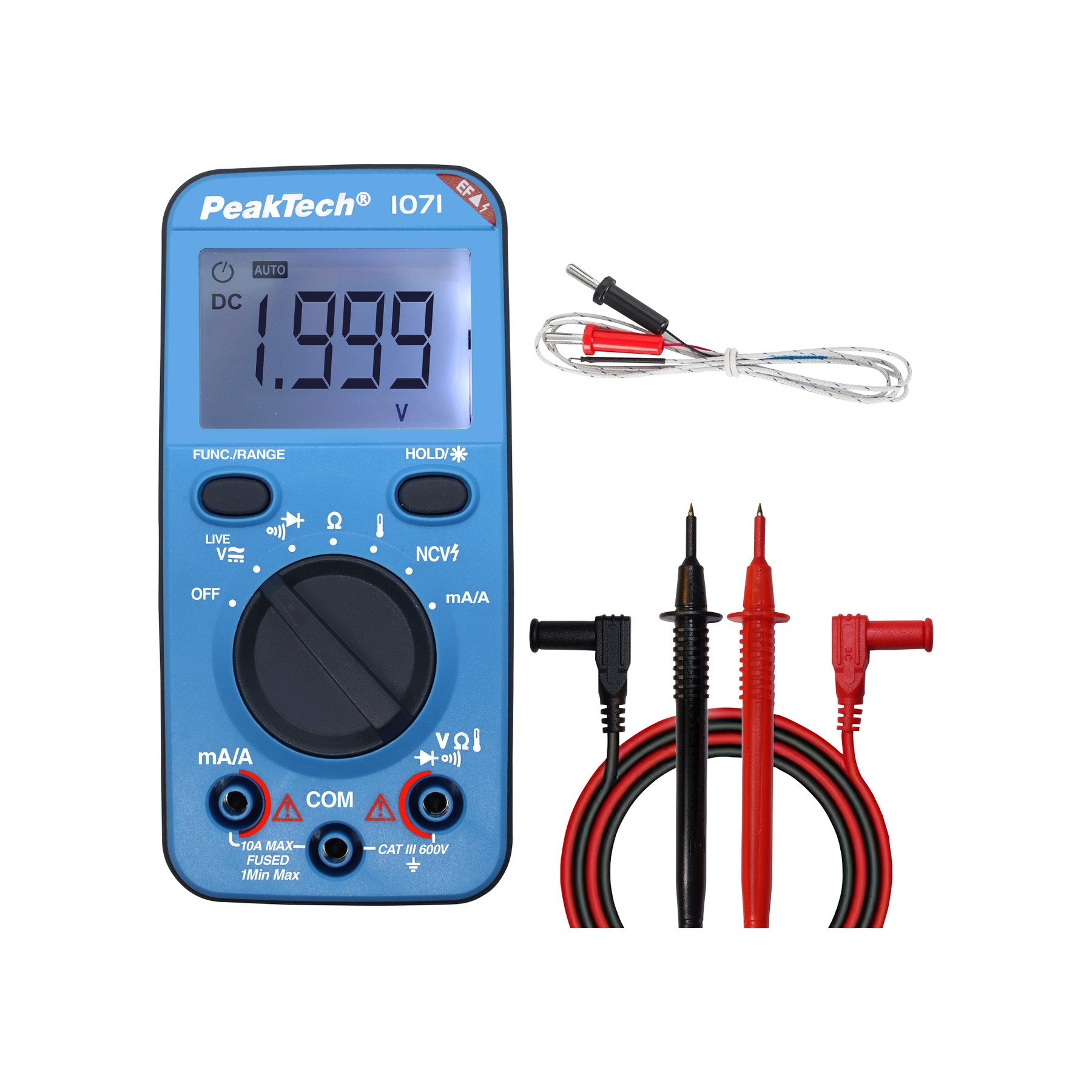 PeakTech Strommessgerät PEAKTECH Multimeter, P 1071, 600 V AC/DC, NCV