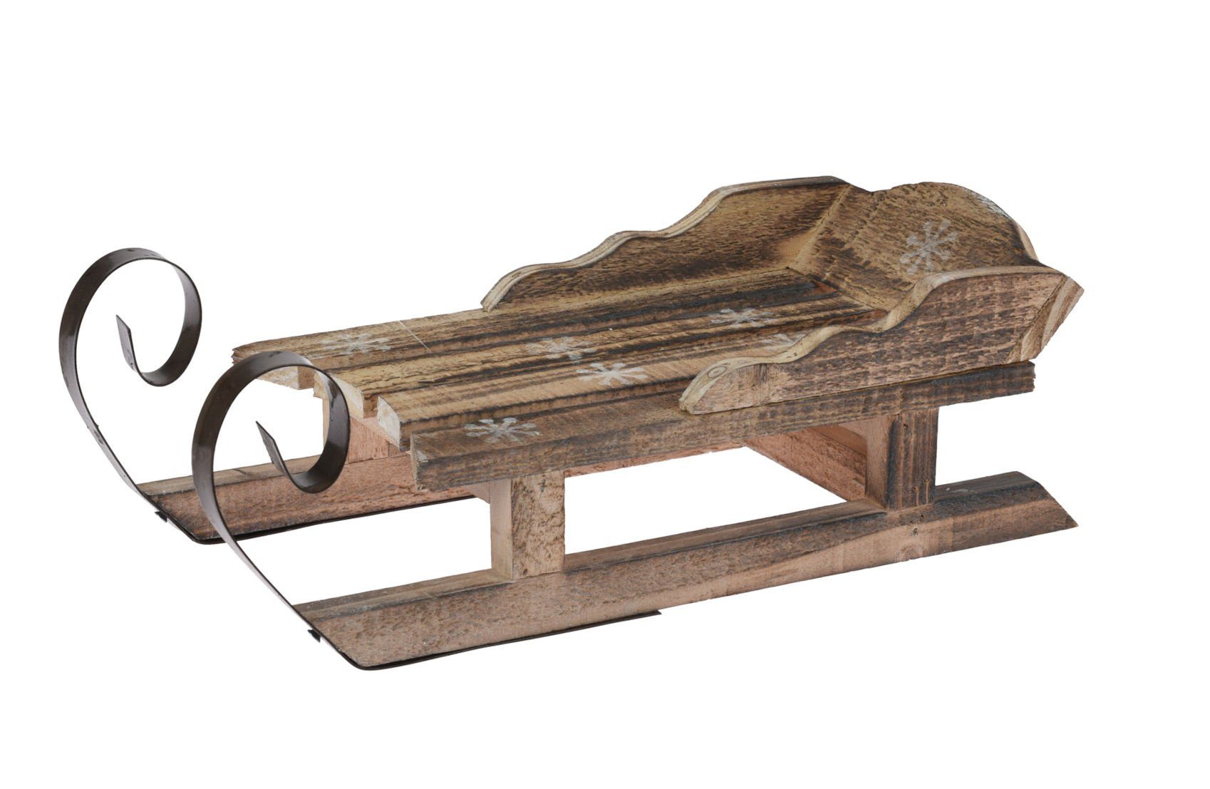Spetebo Dekoobjekt Holz Schlitten m. Metallkufen - 34 cm / klein, Weihnachten Tisch Deko shabby | Deko-Objekte