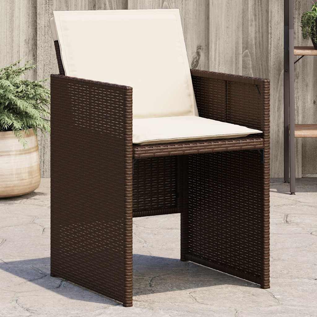 furnicato Gartenstuhl aus PE-Rattan mit Stahlrahmen 50,5x54x79 cm Braun (4 St), UV-beständige Sitzgruppe mit klappbaren Lehnen und weichen Kissen