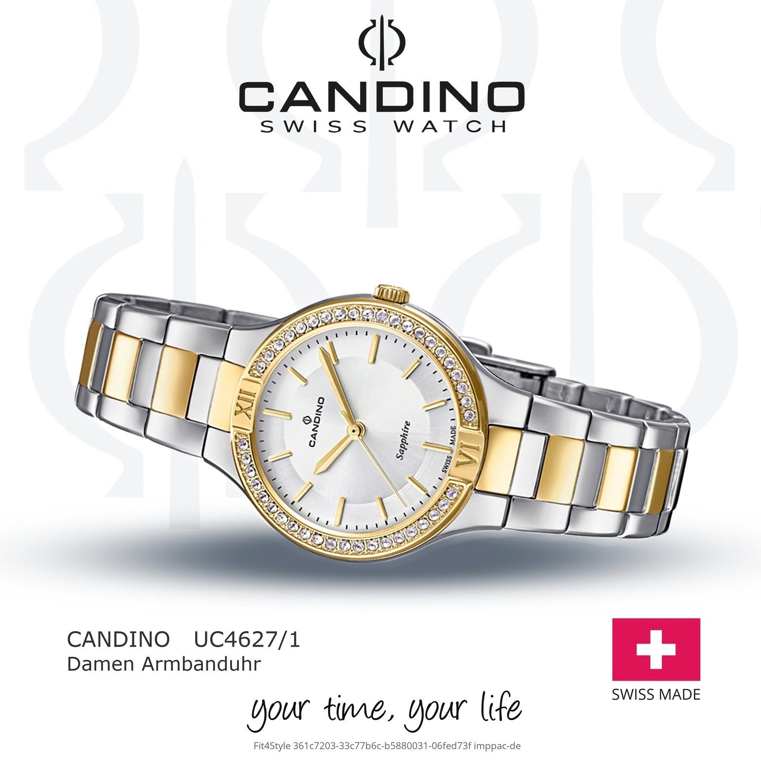 Fashi Quarzuhr Candino Edelstahlarmband, Damenuhr (ca. klein rundes Casual Candino 30mm), Damen mit Gehäuse, Uhr, Edelstahl