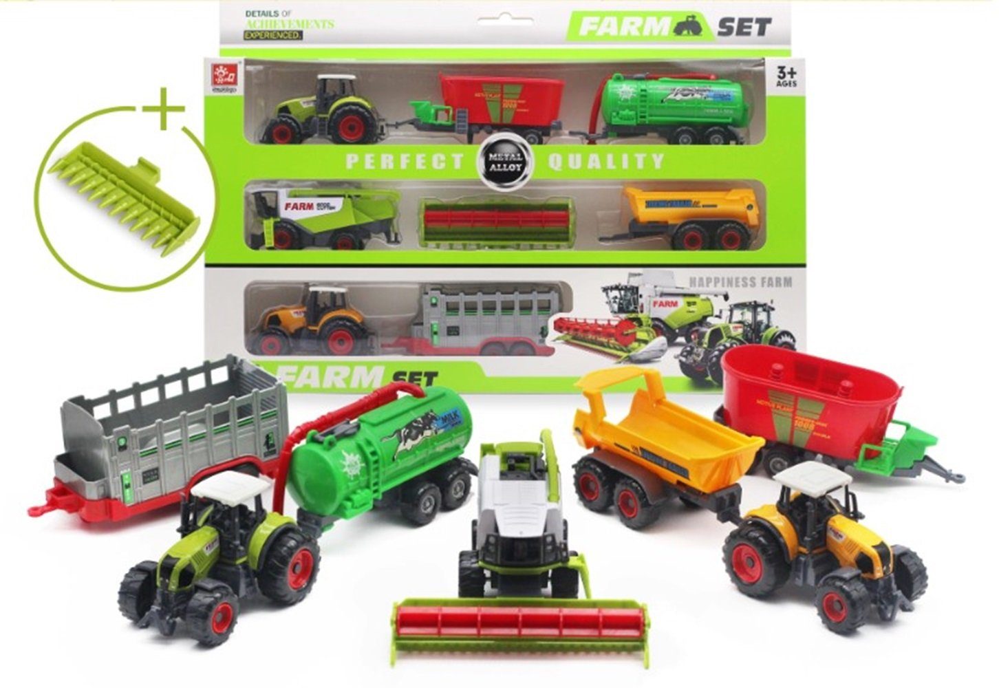 Farm Traktor Spielzeugset Bauernhof Trekker mit Anhänger und Tieren