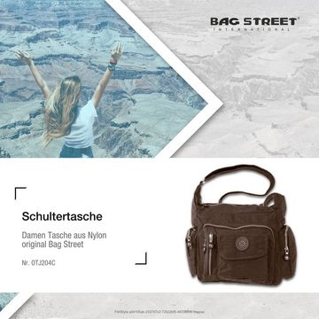 BAG STREET Schultertasche Bag Street Damenhandtasche Schultertasche (Schultertasche), Schultertasche Nylon, braun ca. 30cm x ca. 22cm
