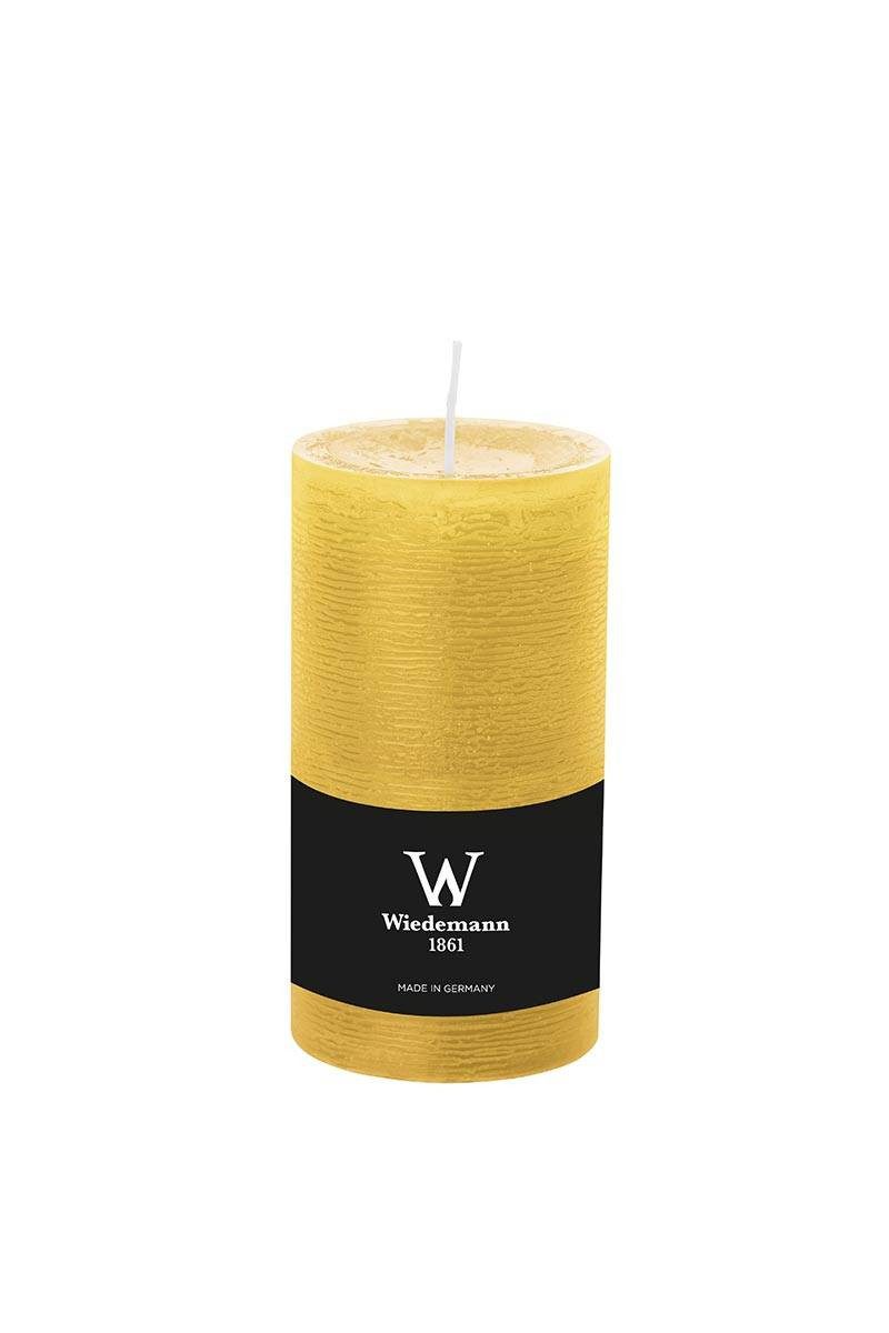 INNA-Glas Stumpenkerze Votivkerze Aurora, gelb, 13cm, Ø 6,8cm, 54h - Made in Germany