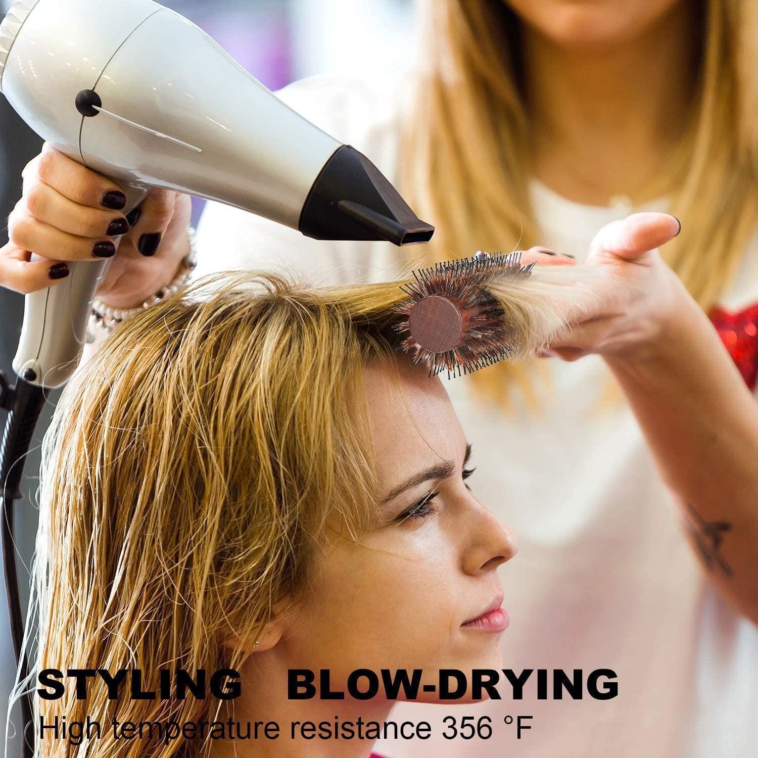 LuxusKollektion Rundbürste Rundbürste zum Föhnen Wildschweinborsten für Frauen Männer Locken