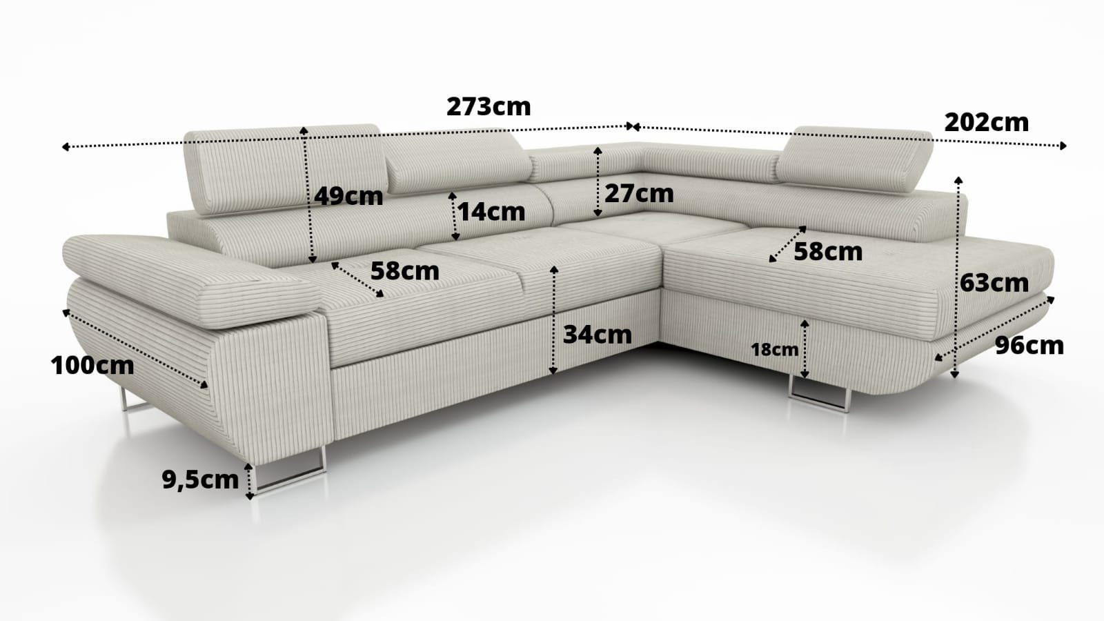 Ecksofa Schlaffunktion in Hellbeige mit Möbel Scala Rundumbezug Fun Ecksofa und Stoff Sofa mane, ELON