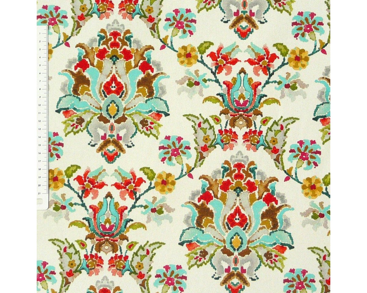 Thumbnail - SCHÖNER LEBEN. Stoff Dekostoff BW natur Ornament mint grün rot braun