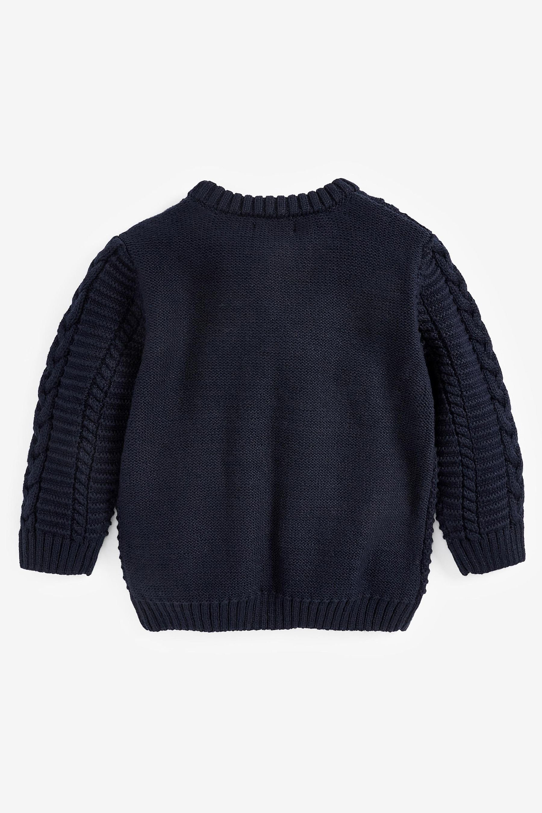 Rundhalspullover Pullover (1-tlg) Next Zopfmuster mit Blue Navy