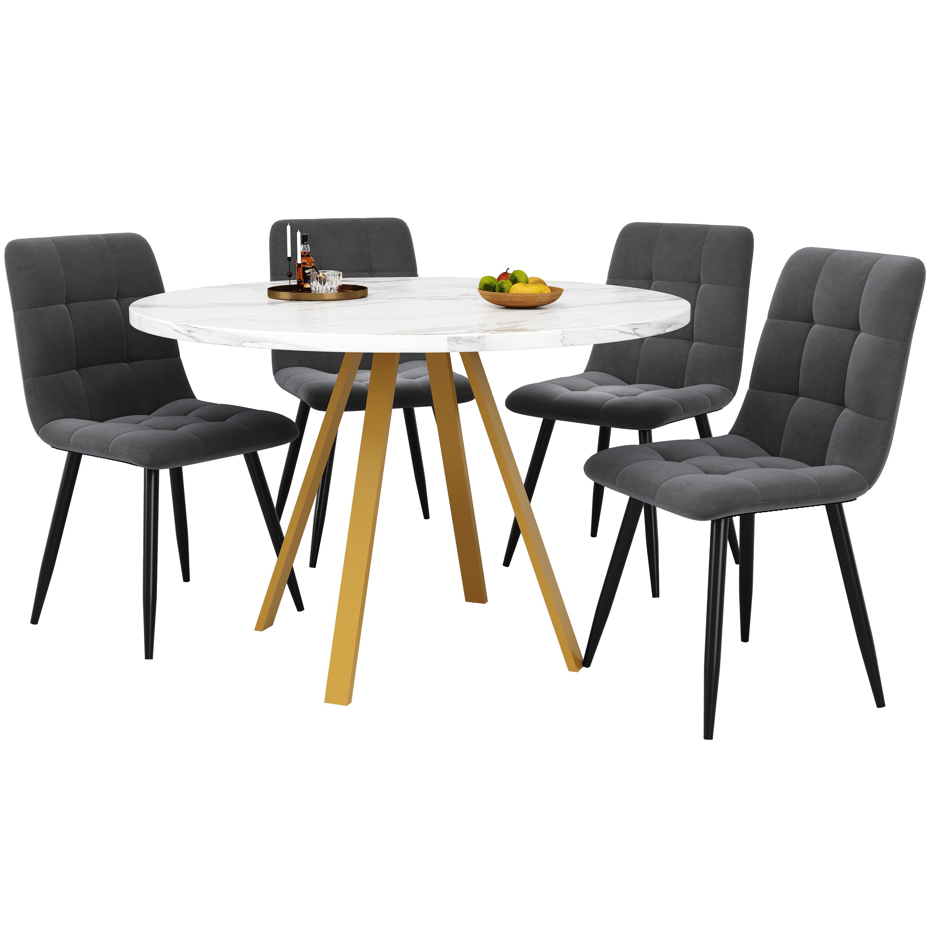 MODFU Essgruppe Esstisch mit 4 Stühlen, günstig online kaufen