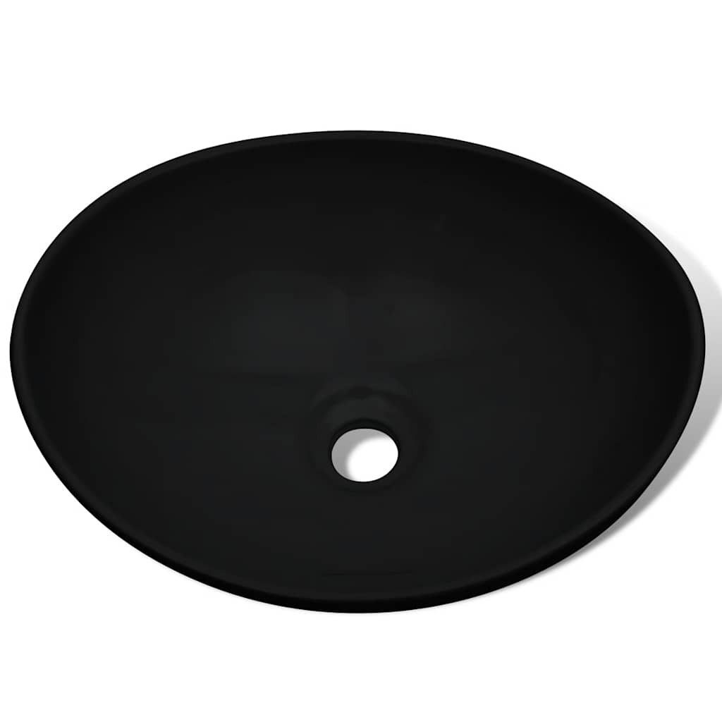 vidaXL Waschbecken Keramik Waschbecken 40 x 33 cm Schwarz, Waschbecken Keramik Schwarz Aufsatzwaschbecken Waschtisch Waschschale