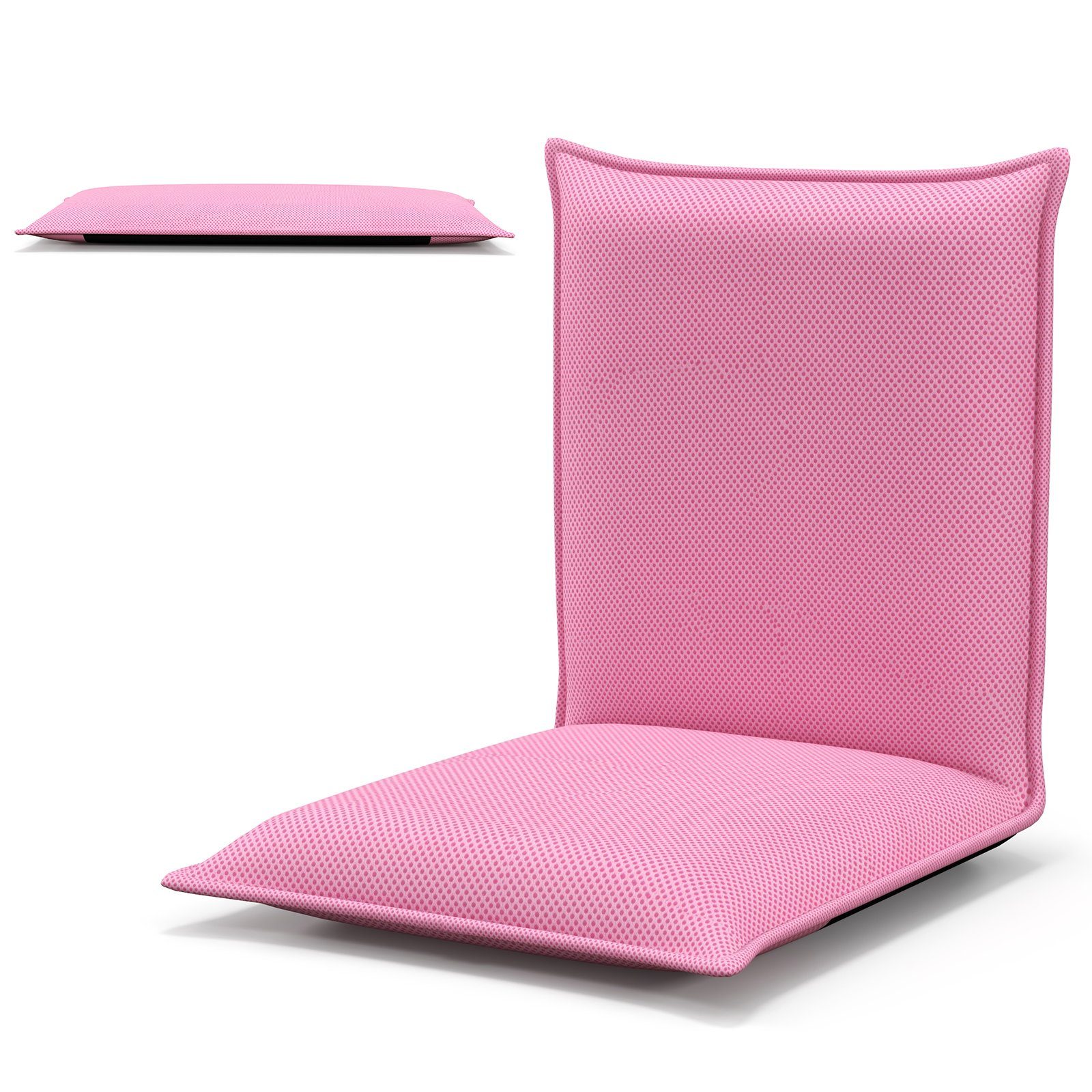 COSTWAY Relaxsessel Bodenstuhl, mit 6-stufig Verstellbarer Rückenlehne Rosa