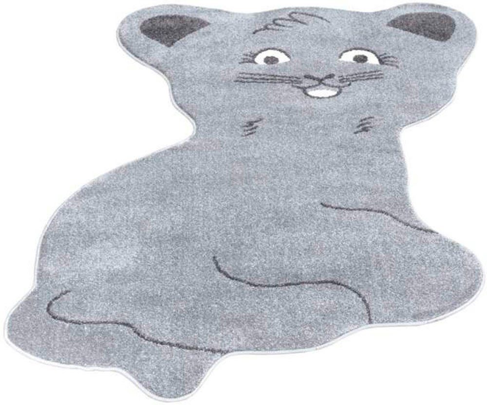 Carpet City Kinderteppich ANIME894, Motivform, Höhe: 11 mm, Kinderzimmer Teppich Modern mit Mond, Blumen, Wolken, Creme, Multi