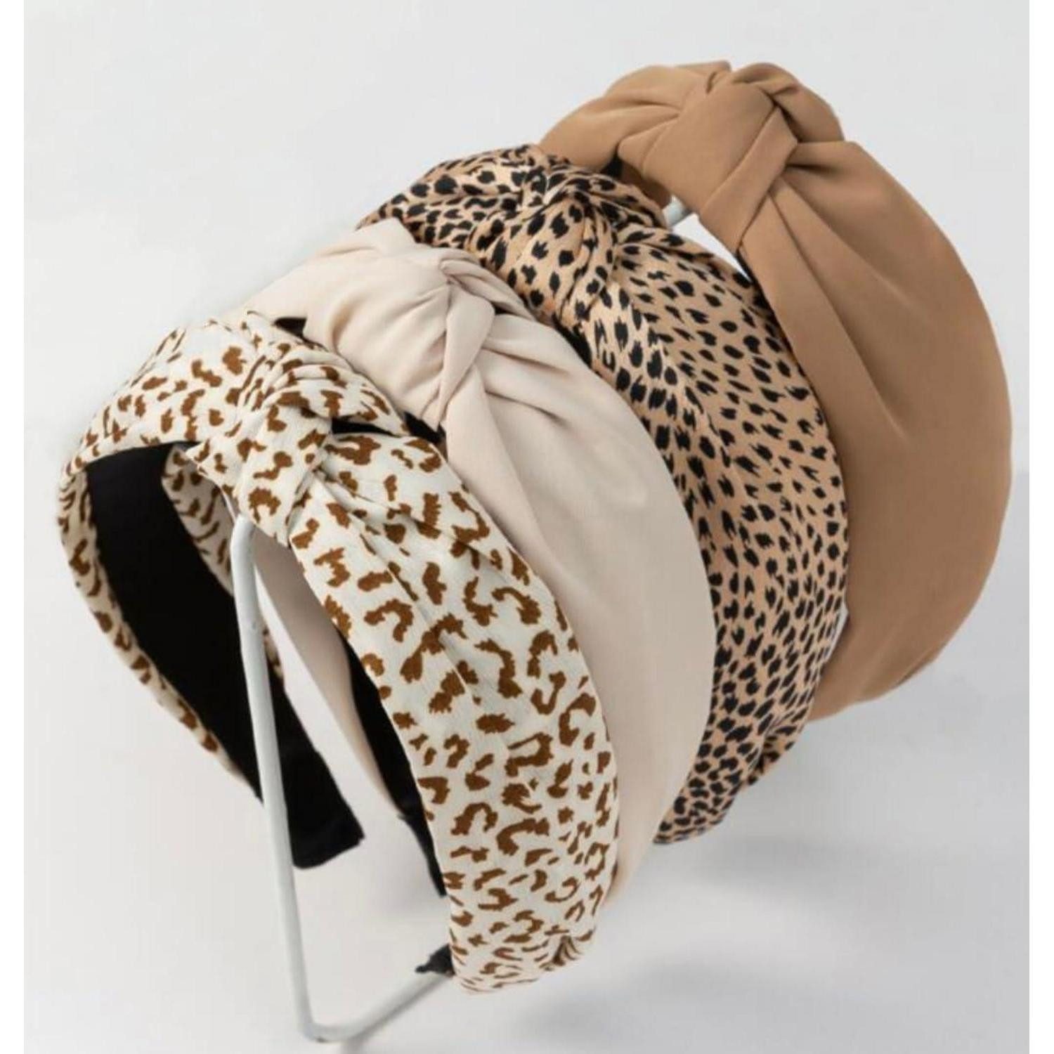 LuxusKollektion Haarband Stirnbänder Set Damen, breiter Knoten, Leopard Haarreifen