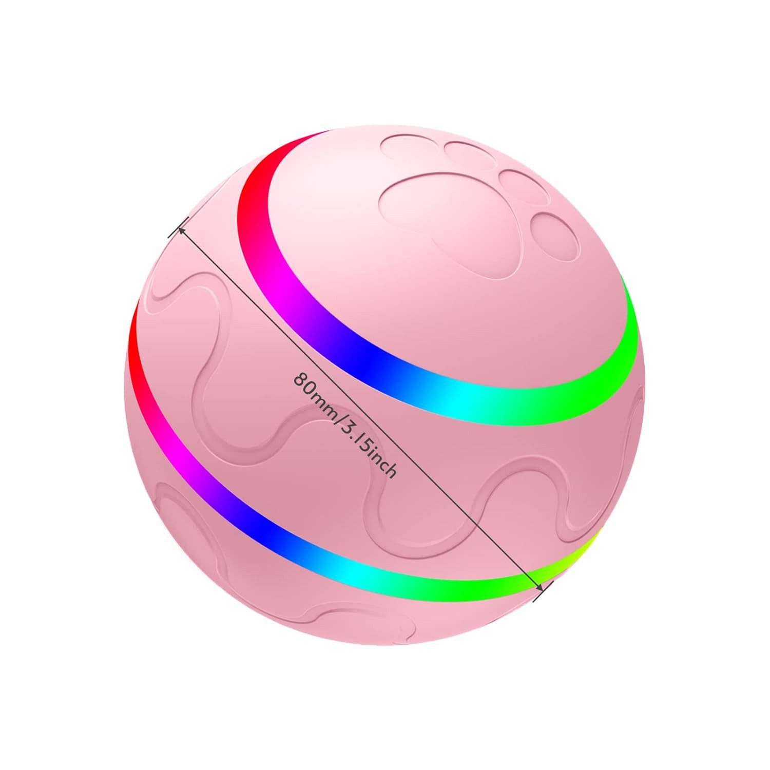 Diyarts Tierball, ohne Fernbedienung, Interaktiver Собака игрушка-Ball mit LED & Fernbedienung 2 Spielmodi, robuste Doppelschale, für kleine & große Hunde