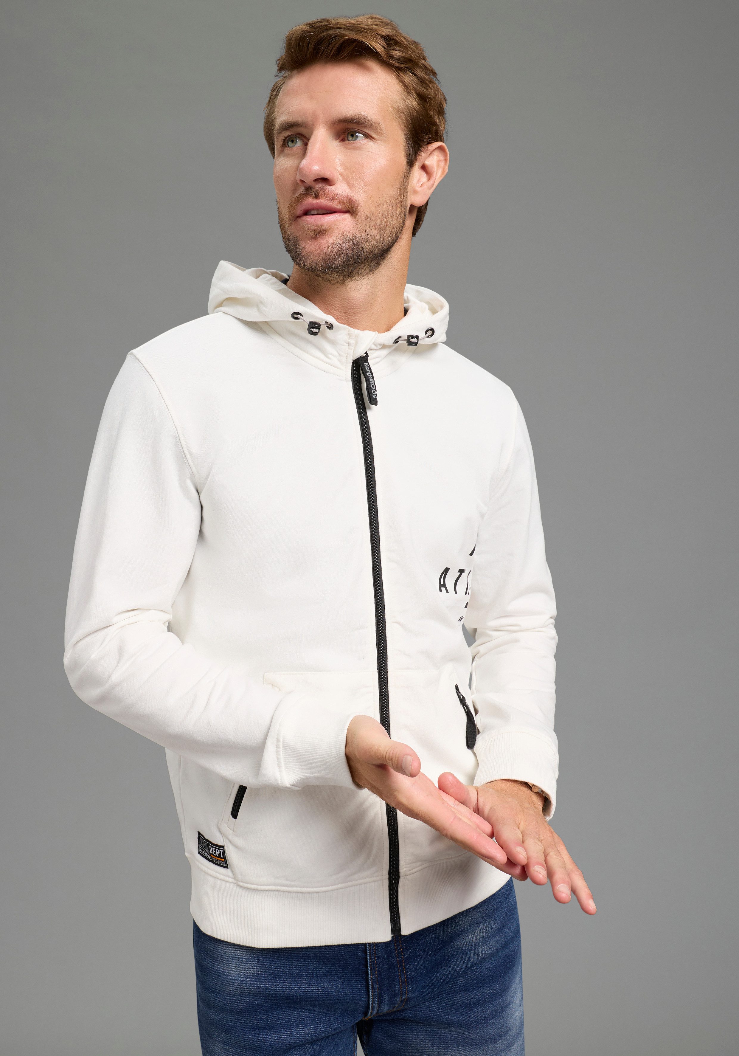 KangaROOS Kapuzensweatjacke mit Kapuze, mit regulierbarem Elastikband an der Kapuze