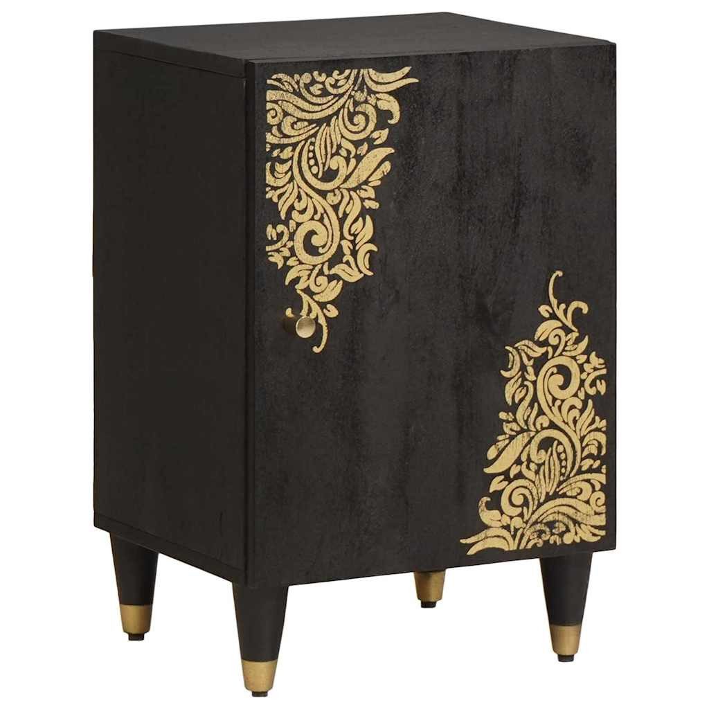 vidaXL Badezimmerspiegelschrank Badezimmerschrank Schwarz 38 x 33 x 58 cm Massivholz (1-St)