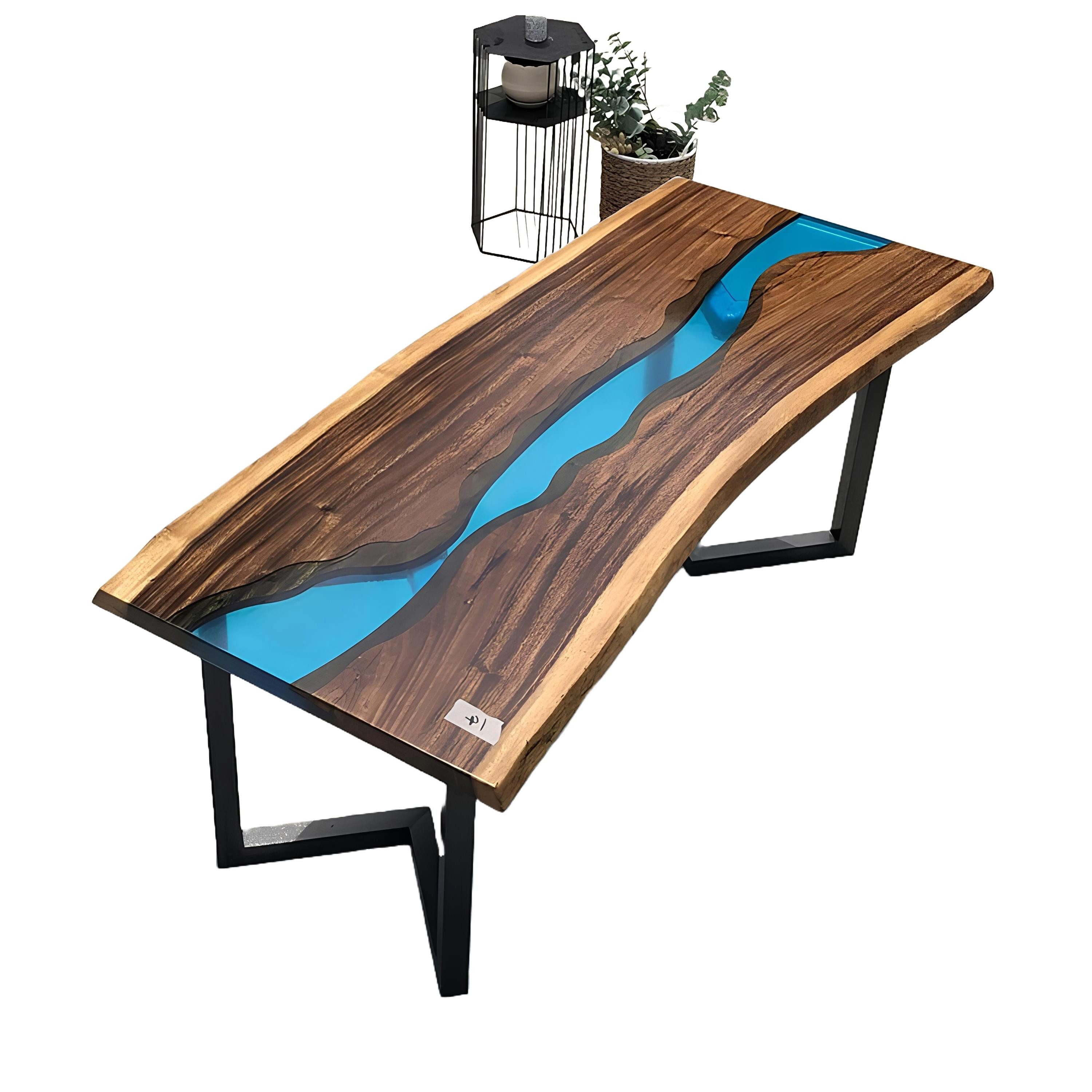 Xlmoebel Couchtisch Epoxydharz Flusstisch aus massivem Holz - Handmade Unikat (Couchtisch), Hergestellt in Europa