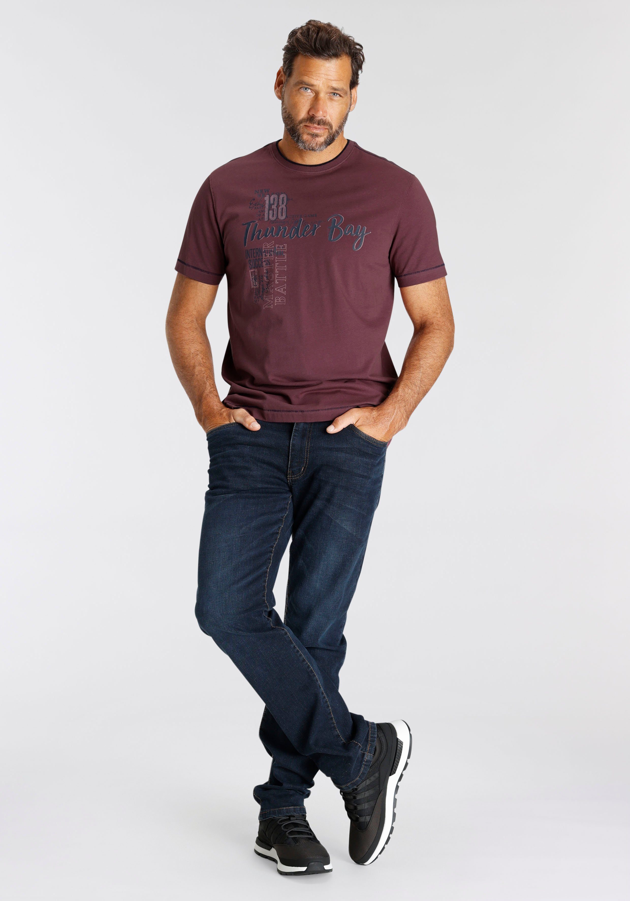 Man's World T-Shirt Kurzarm, lässiger Print, aus Baumwolle