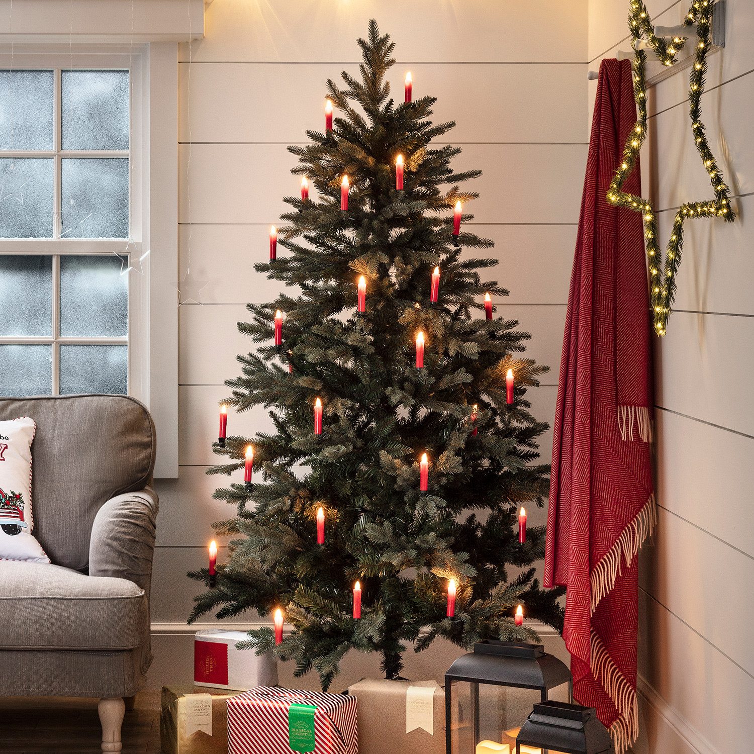 Lights4fun LED-Christbaumkerzen 20er LED Weihnachtsbaumkerzen rot günstig online kaufen