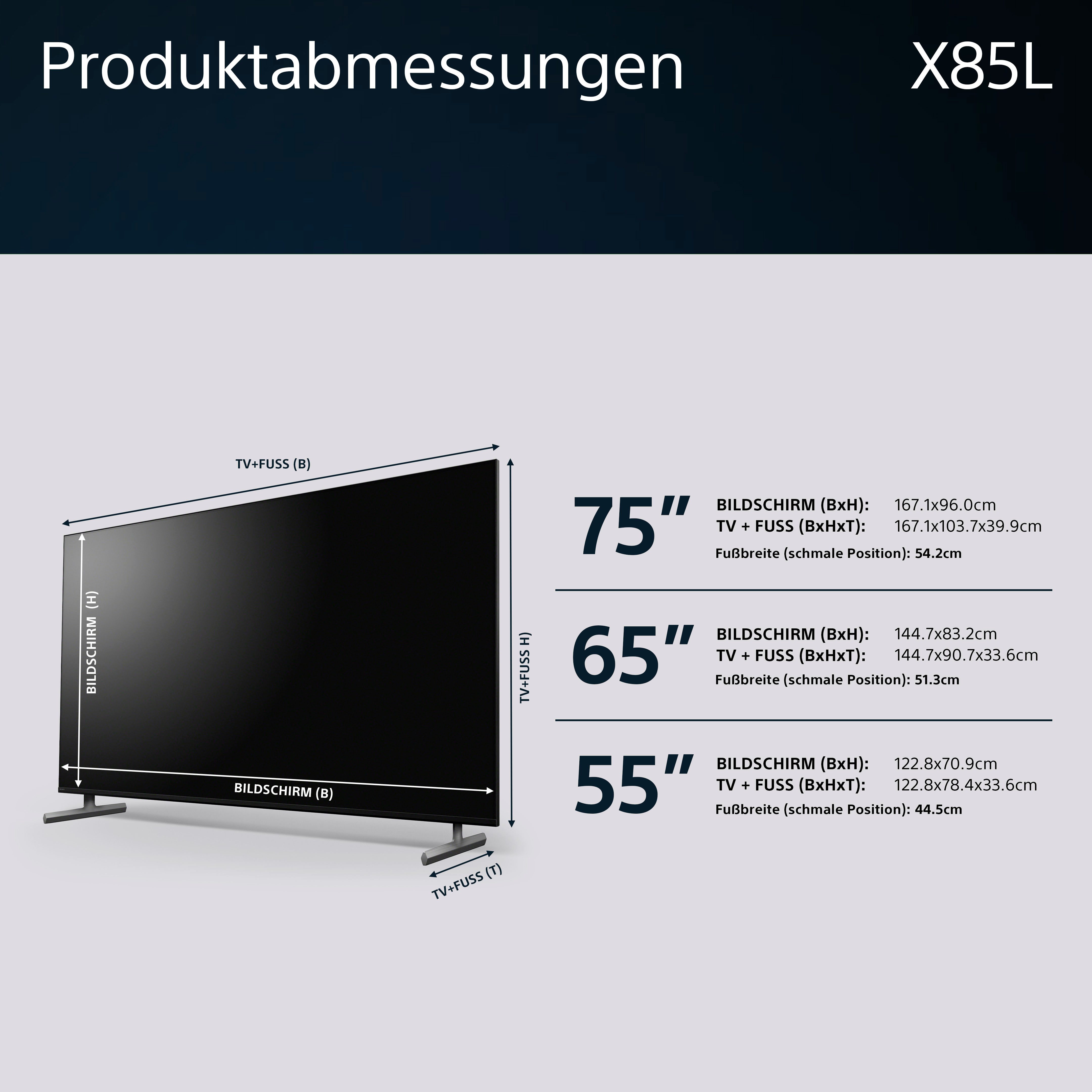 Sony KD65X85L LED-Fernseher (164 cm/65 Zoll, 4K Ultra HD, Android TV, Google TV, Smart-TV, + HT-SD40 Soundbar)